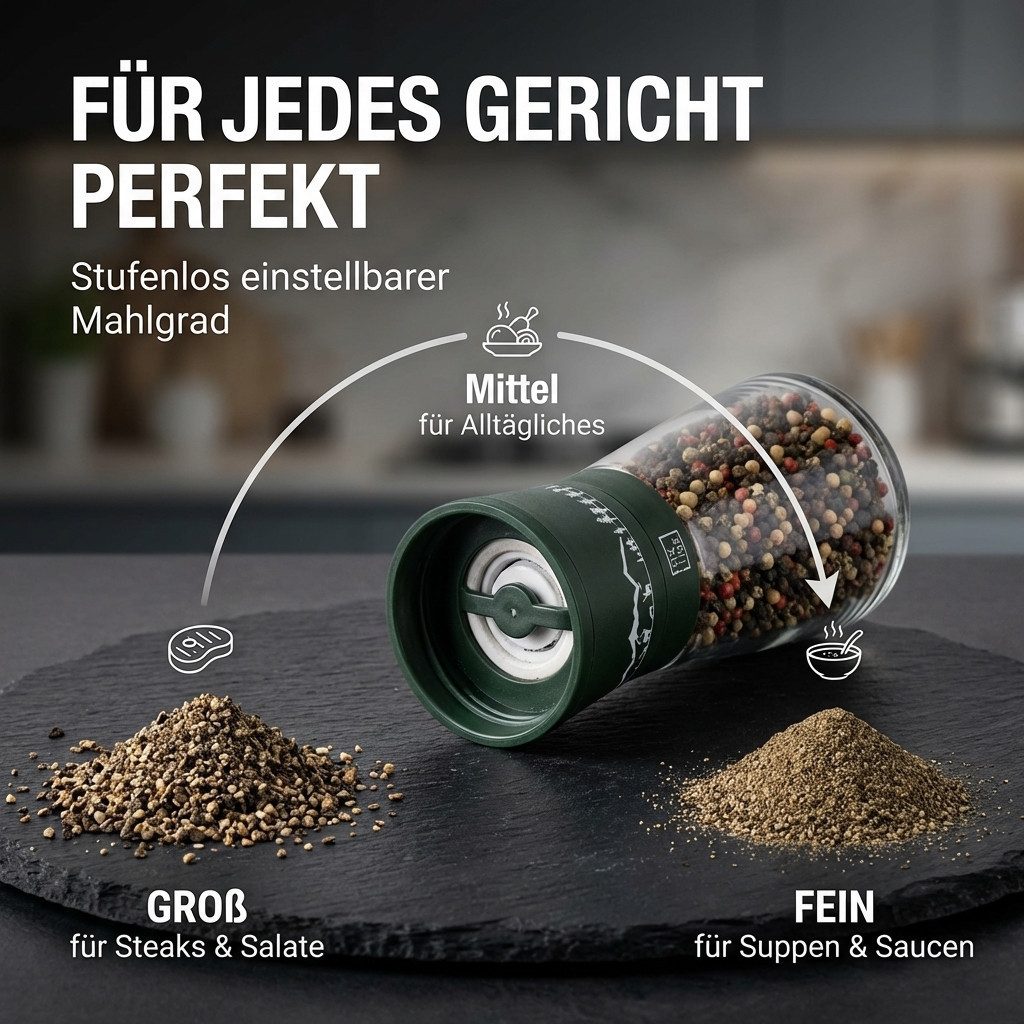 FIXLINE Gewürzmühle Gewürzmühlen SET BLACK FOREST EDITION - hochwertiges Keramikmahlwerk manuell, Black Forest Edition
