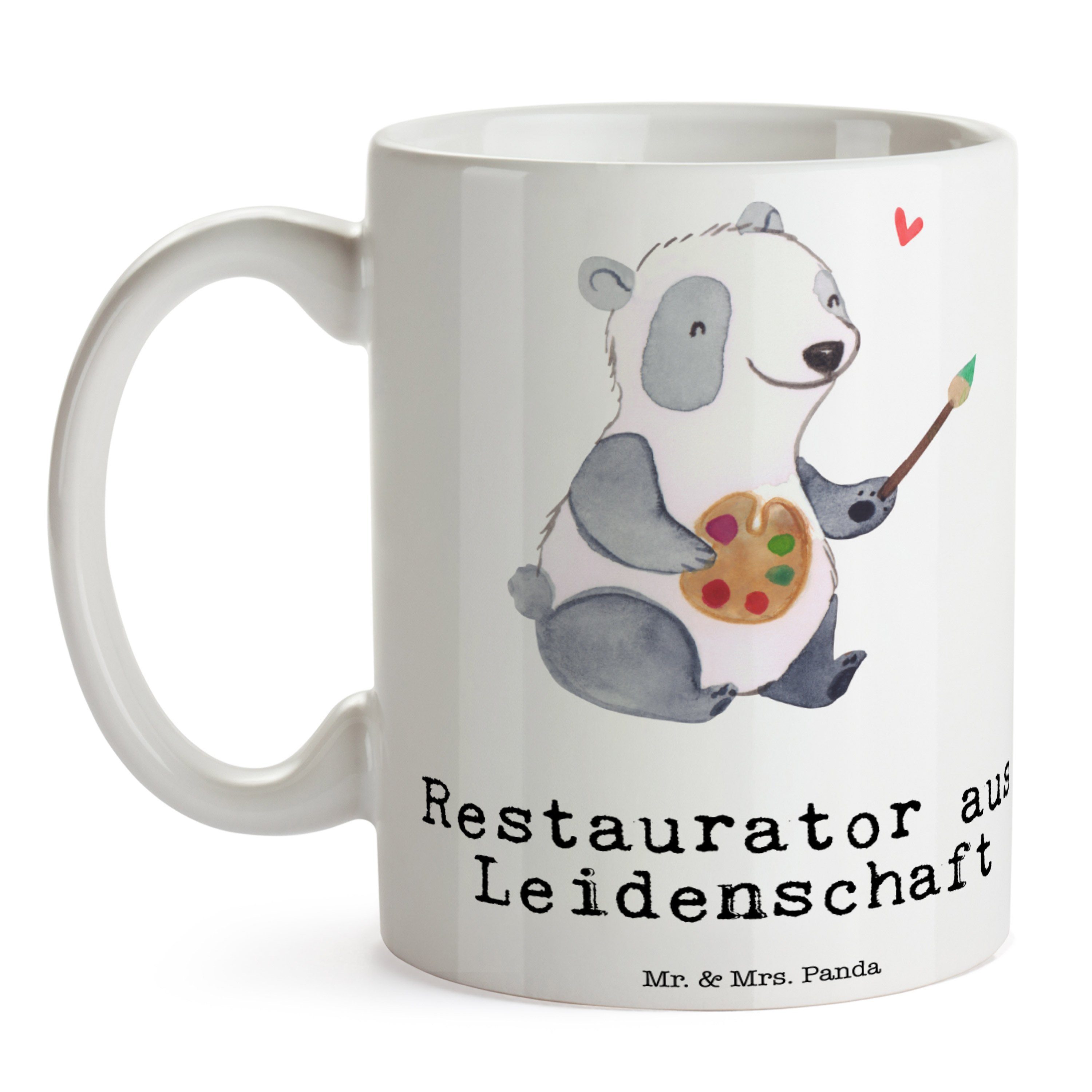 aus Leidenschaft & Weiß - Geschenk, Abschied, Tasse Panda Mrs. Ker, Mr. Becher, - Keramik Restaurator