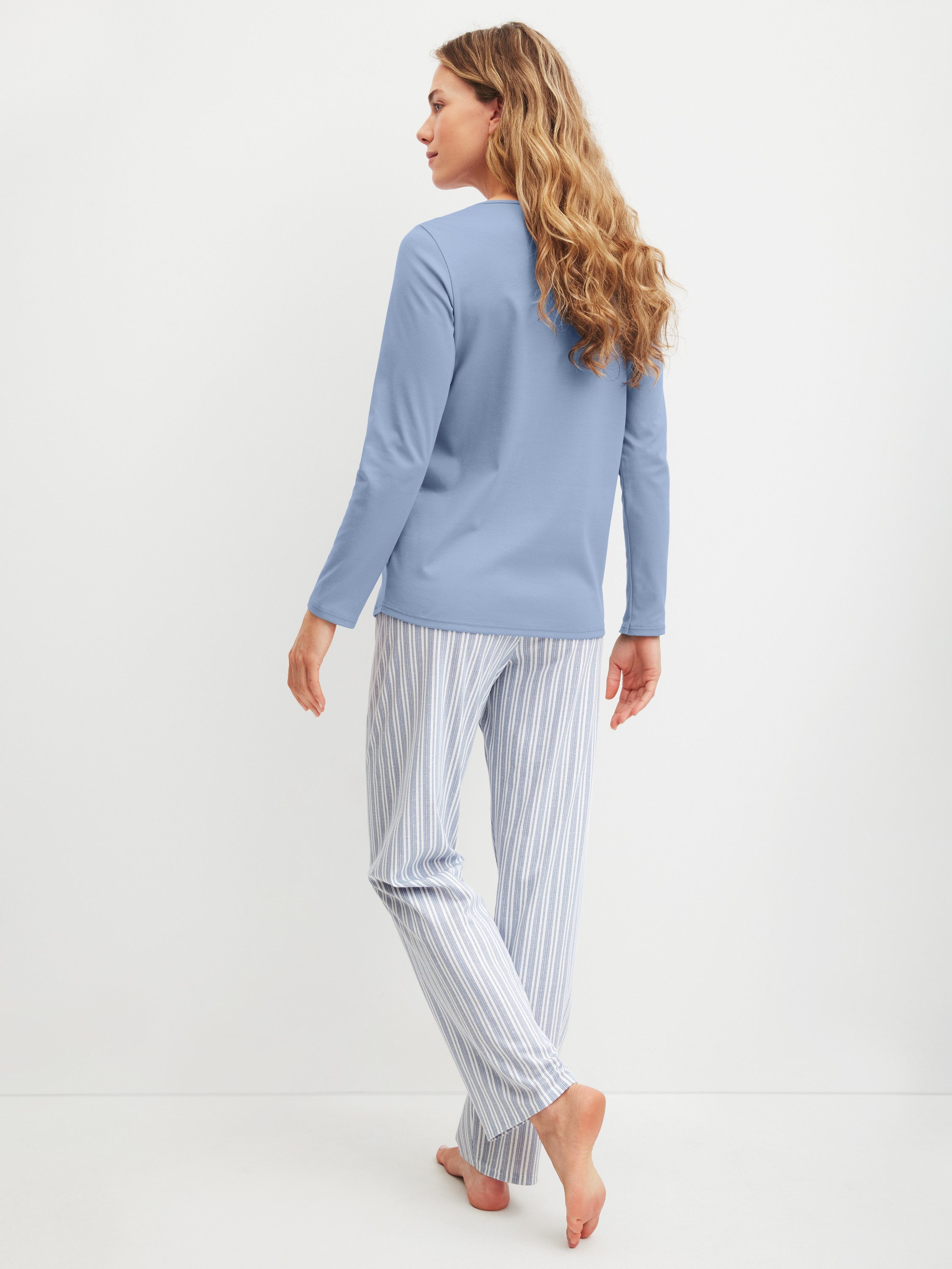 CALIDA Pyjama Striped Dreams Damen (2 tlg) 100% Baumwolle, wärmend, hautfreundlich, atmungsaktiv, pflegeleicht