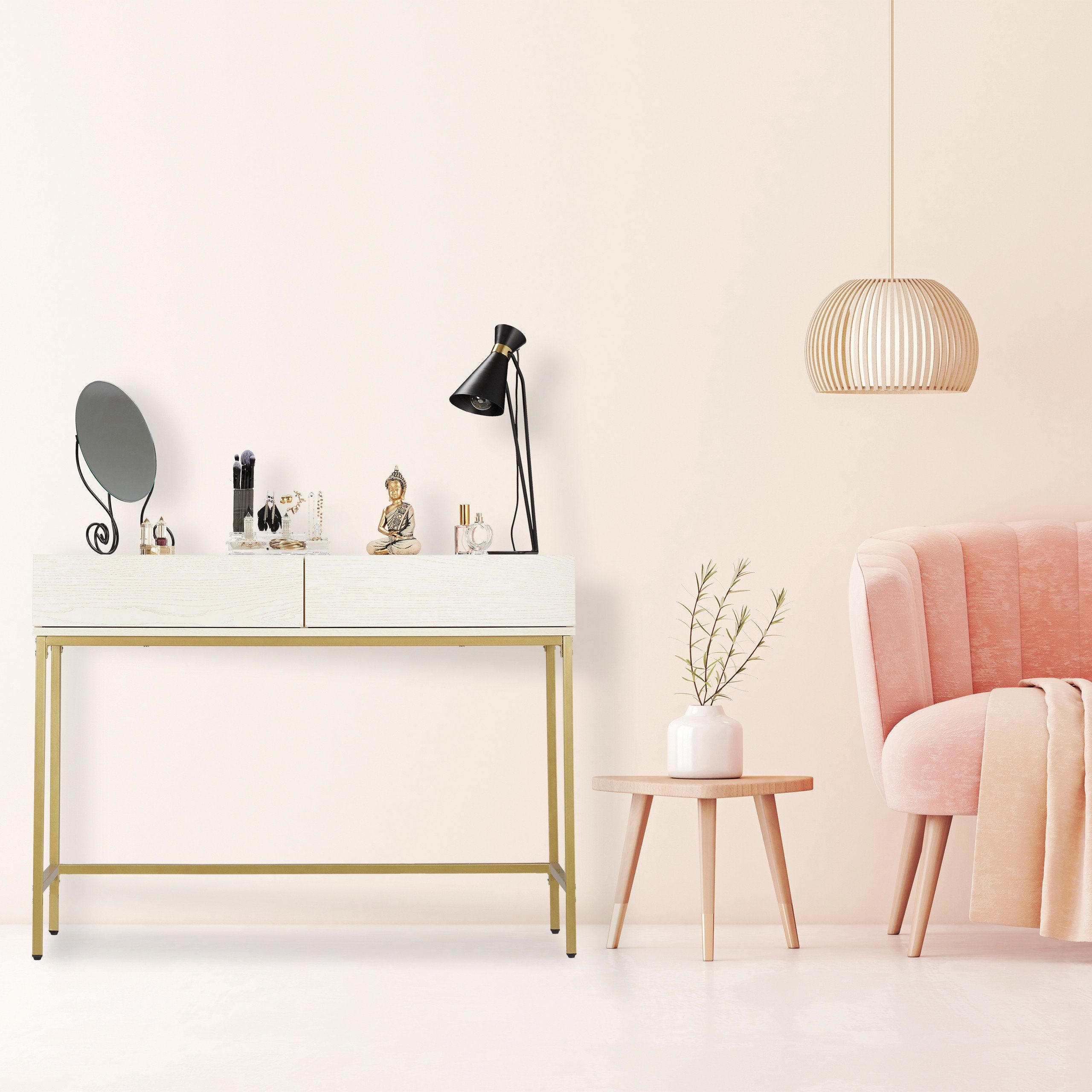relaxdays Konsolentisch Gold Weiß günstig online kaufen