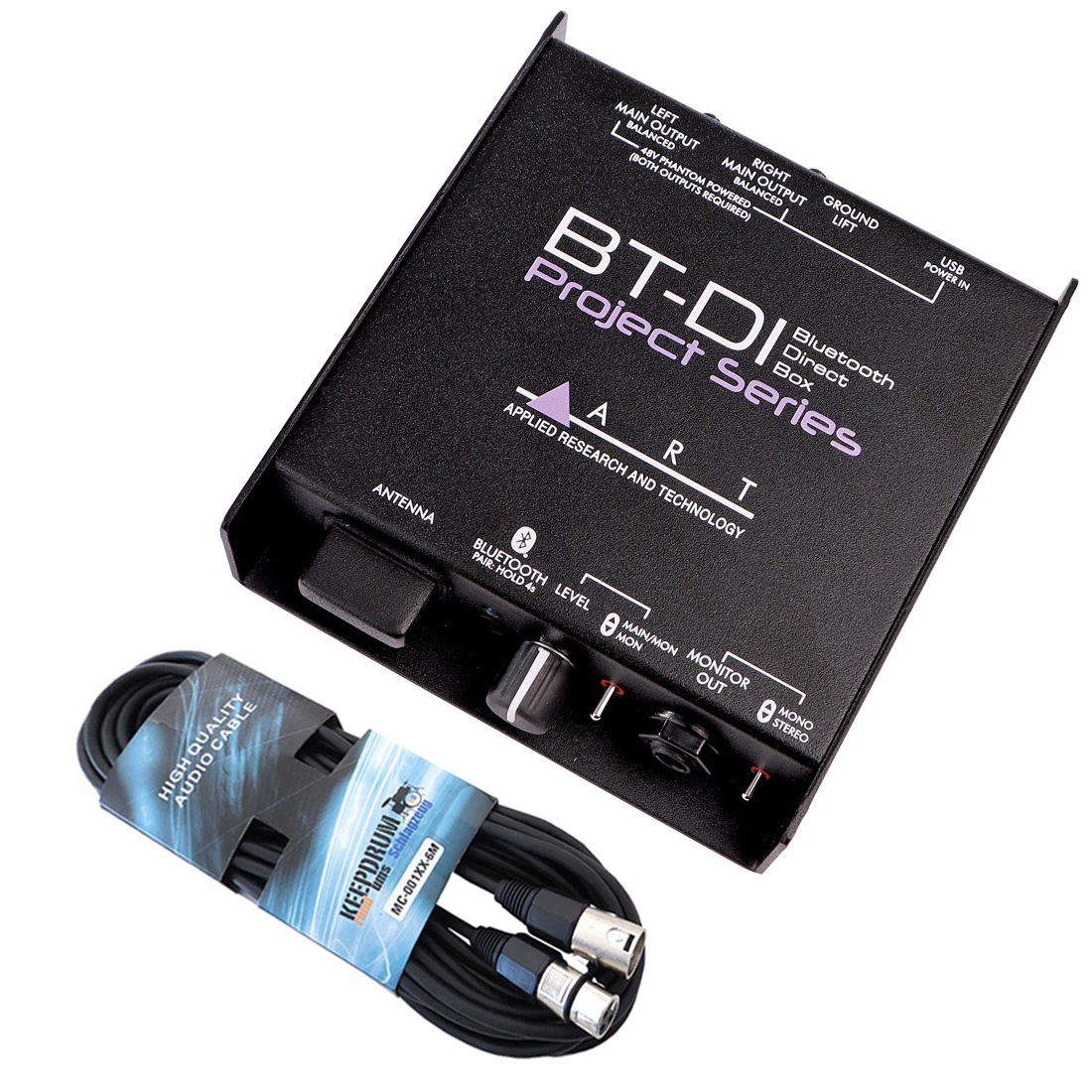 ART BT-DI Bluetooth Direct Box mit XLR-Kabel Digitales Aufnahmegerät