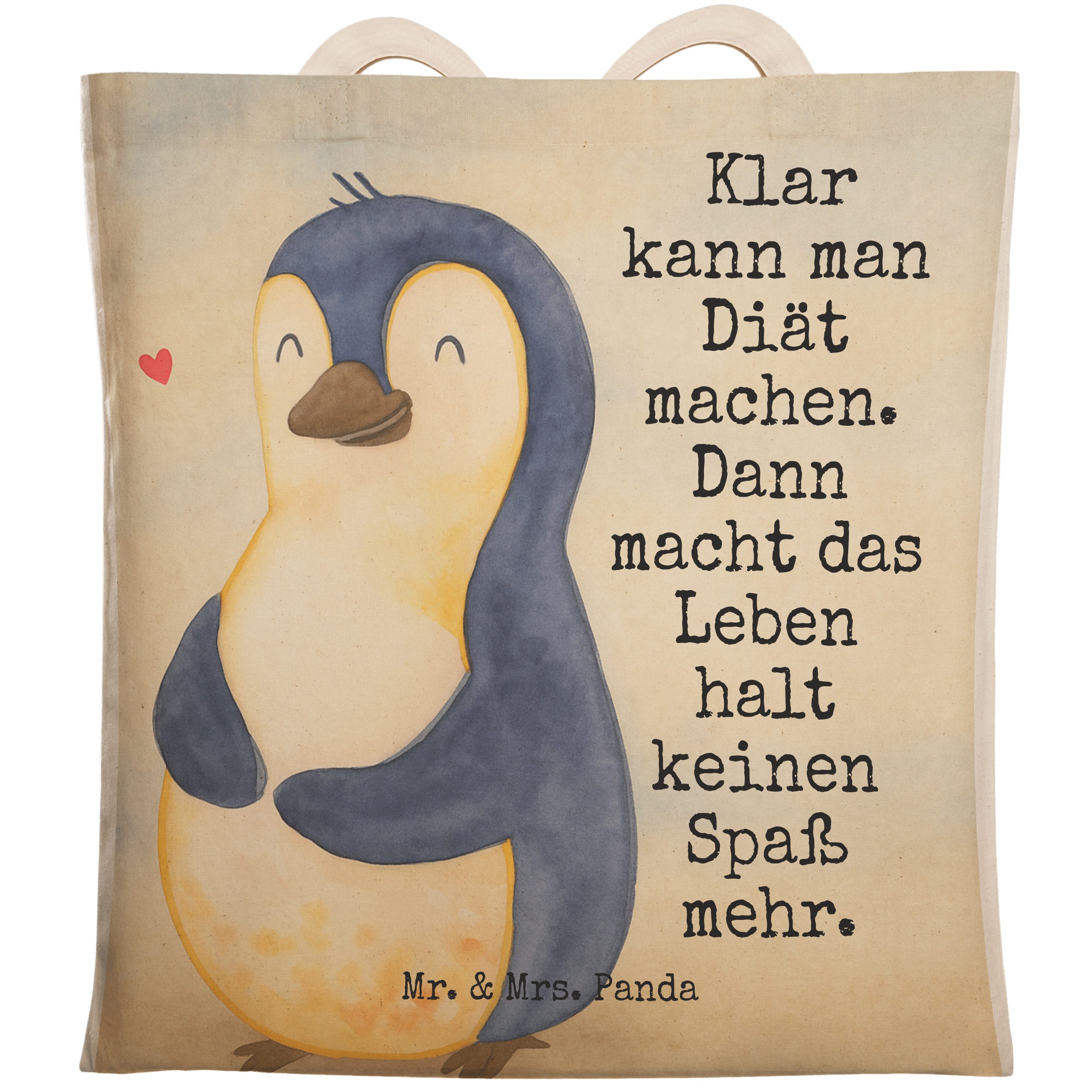 Tragetasche Pinguin Diät Design, Beutel, Weiß, Stofftragetasche, Pinguine, Stoffb
