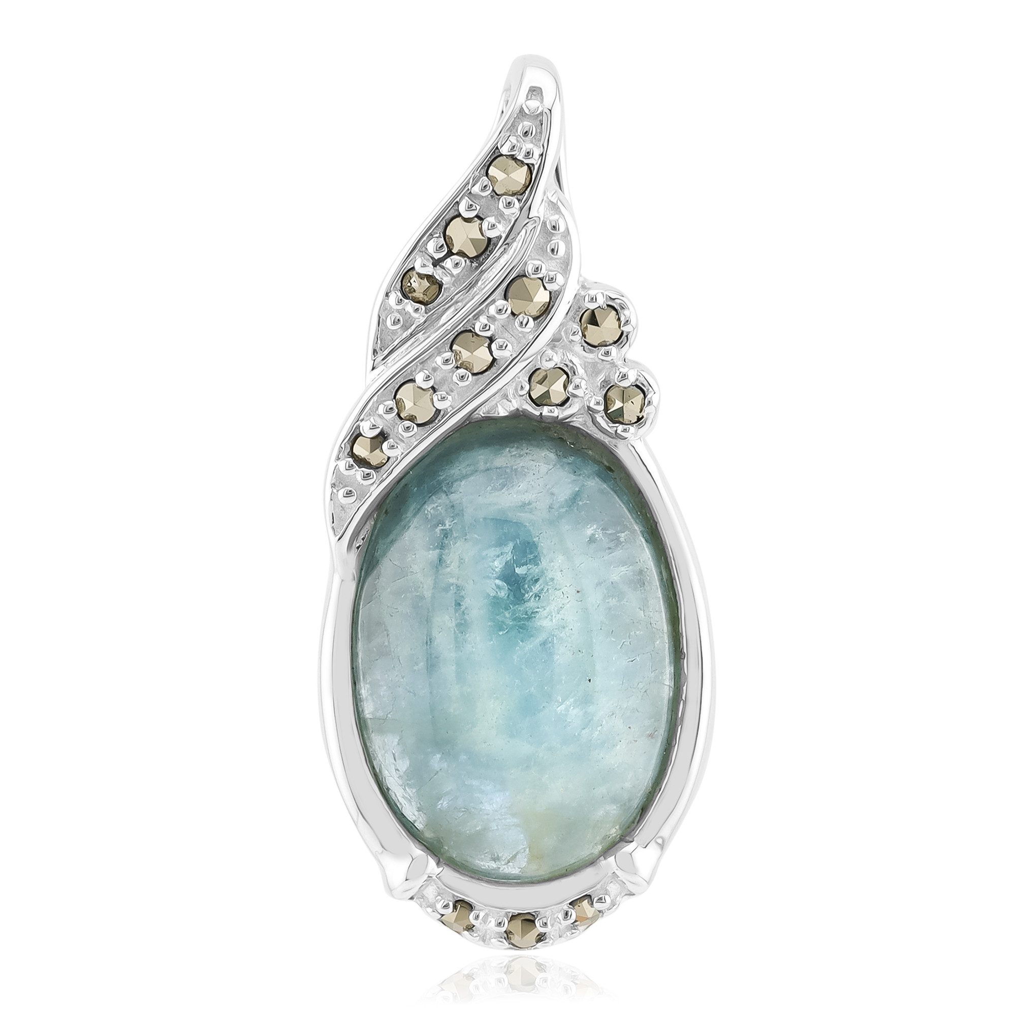 Cavill Kettenanhänger Cavill Silberanhänger mit 4,92 ct Aquamarin oval & 13 Markasitsteine (1-tlg)