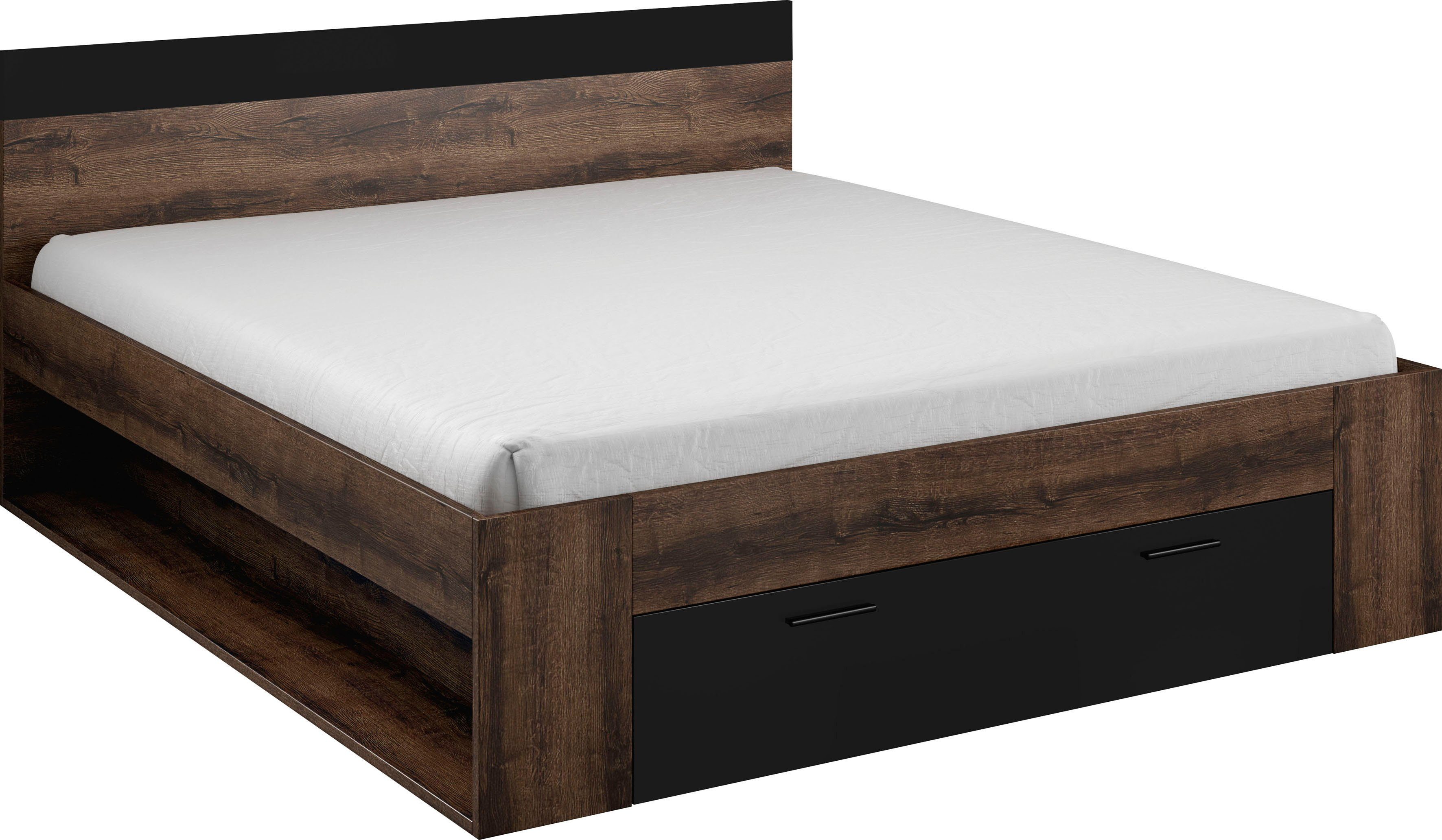 Home affaire Stauraumbett Beta, Breite 160 oder 180cm, moderne Bettanlage mit 2 Fächer, Bettgestell in zwei Größen inklusive Bettschublade