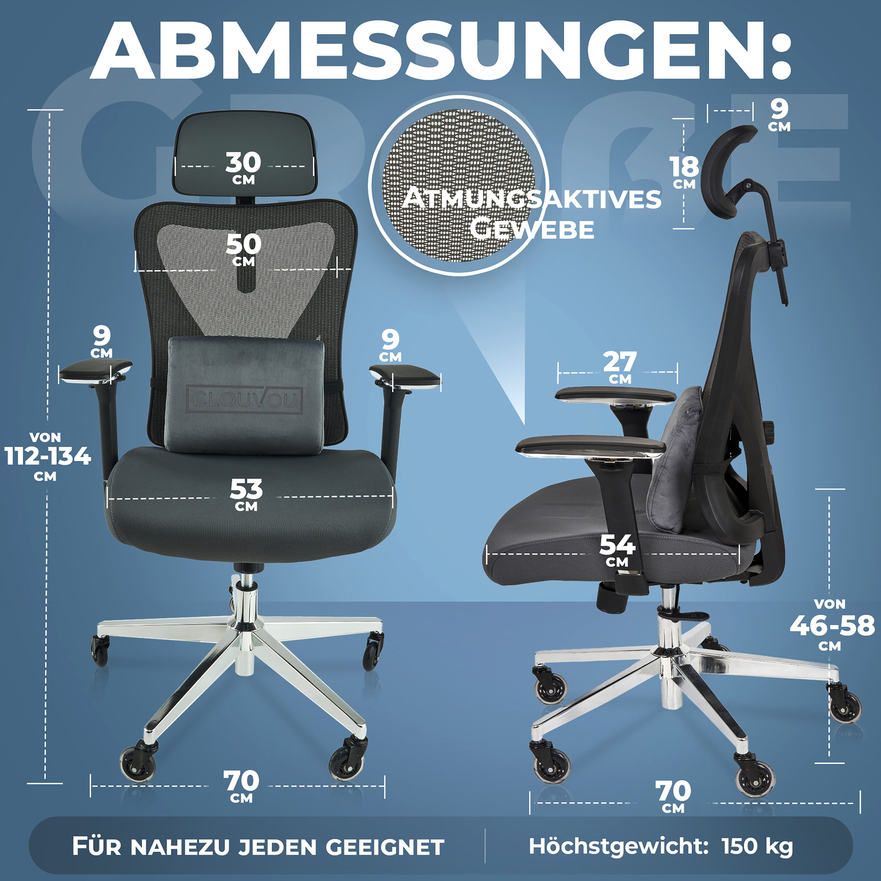 CLOUVOU Bürostuhl ergonomisch, CleverSeat Schreibtischstuhl bis günstig online kaufen