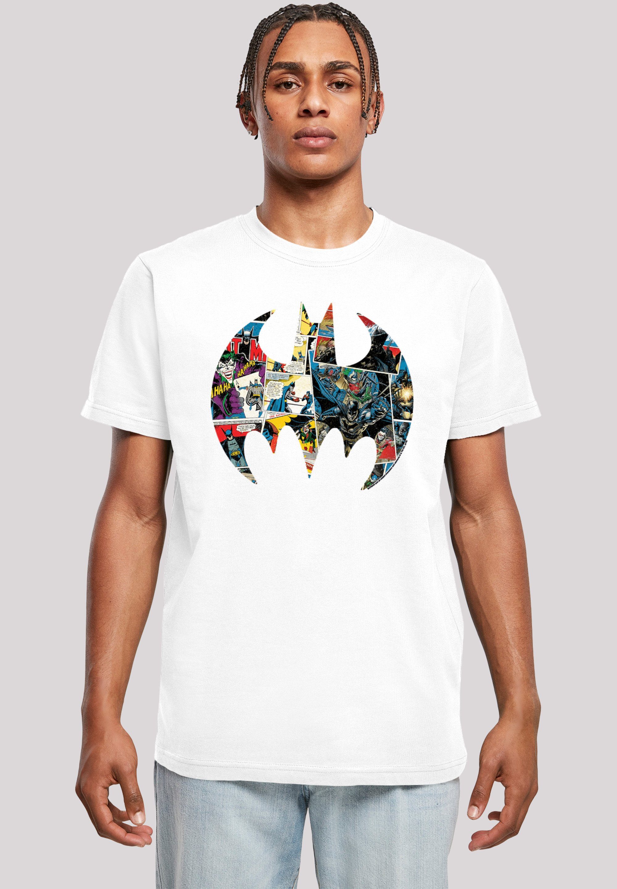 Comics Herren,Premium weiß T-Shirt Merch,Regular-Fit,Basic,Bedruckt F4NT4STIC Comic Book DC Logo Batman