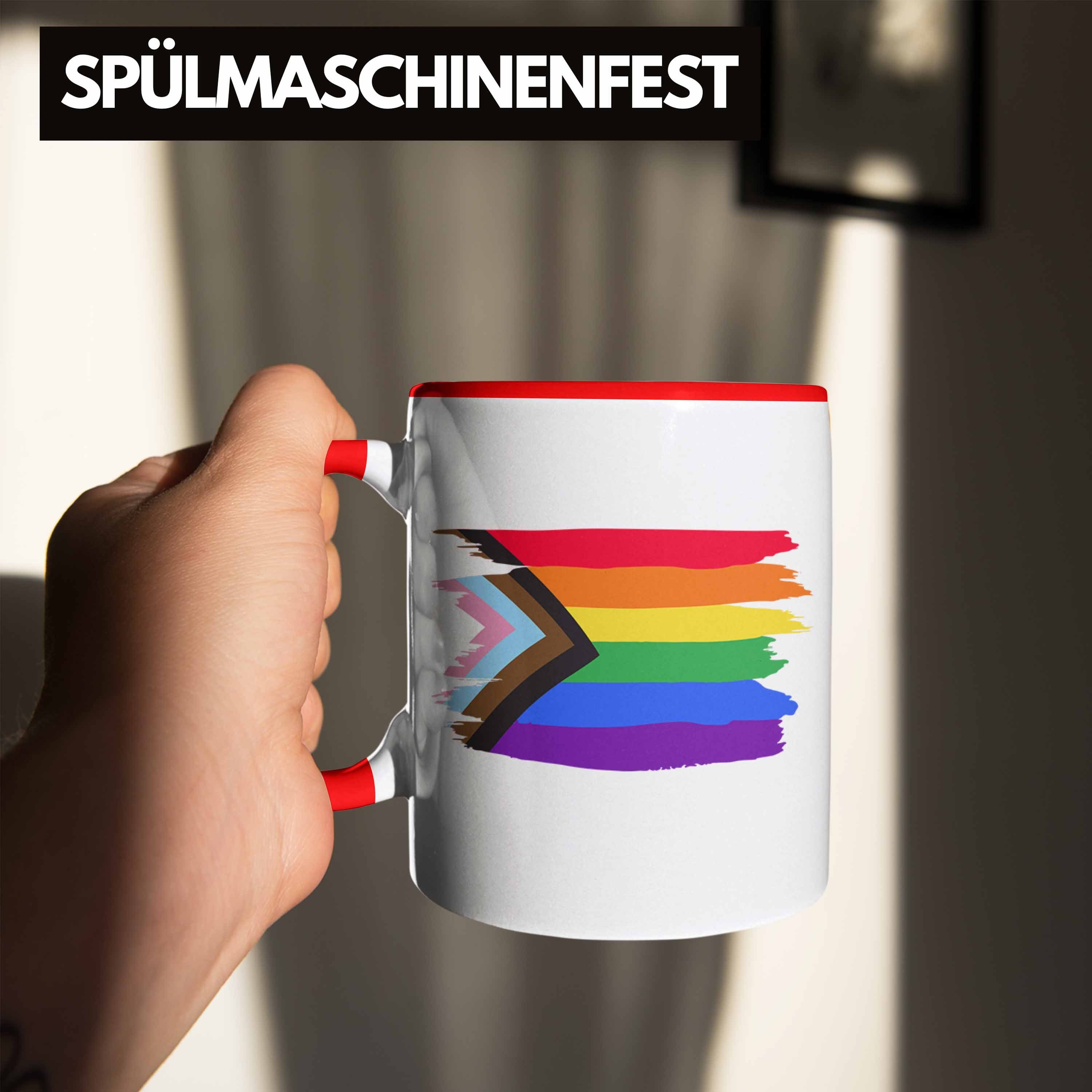 Trendation Transgender LGBT Flagge Regenbogen Pride Lesben Tasse Tasse - Geschenk Schwule Grafik Rot Trendation