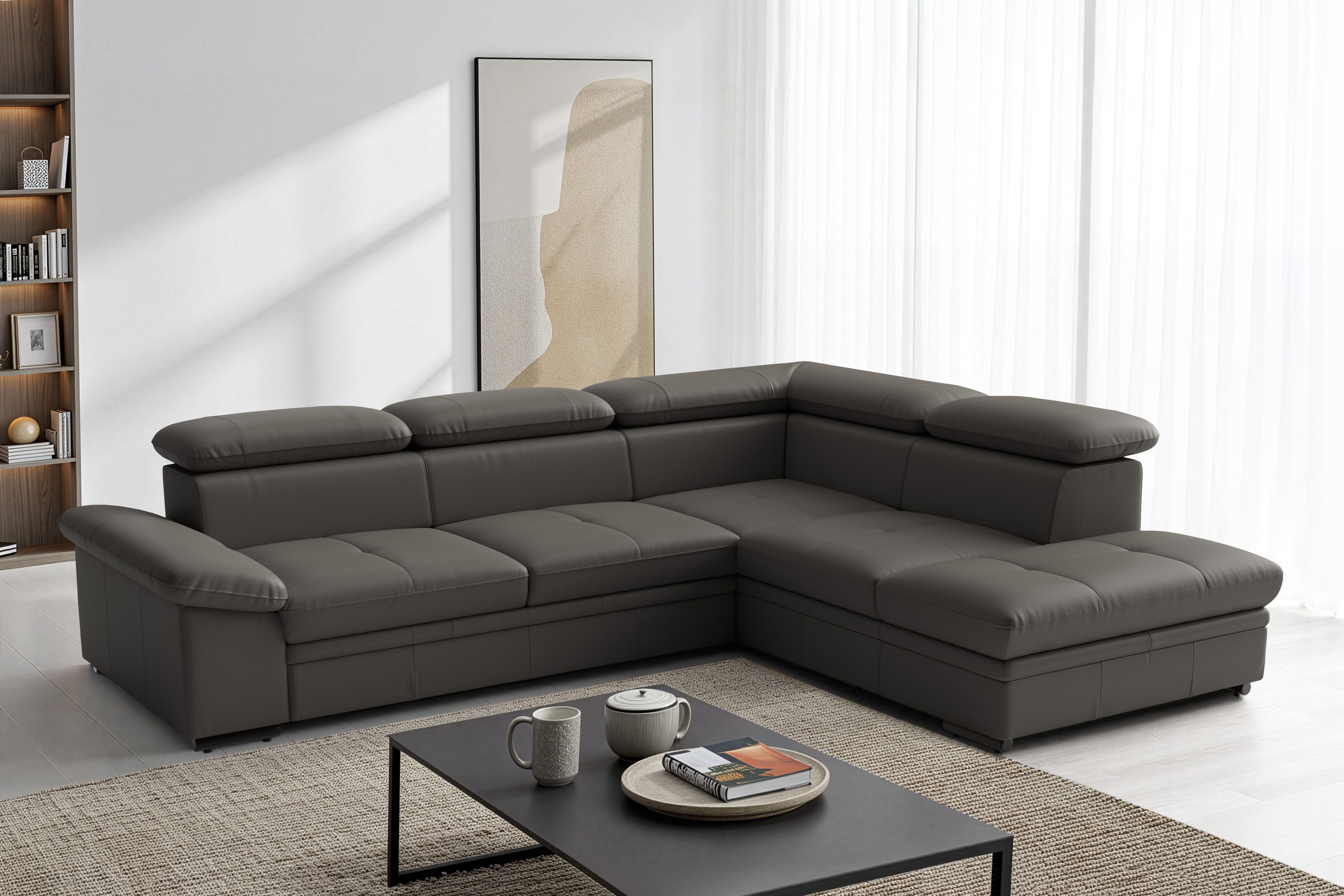 sit&more Ecksofa Viola L-Form, B: 249 cm, Arm- & Kopfteilverstellung, optional Schlaffunktion, Sofa mit Komfortsitz in Leder