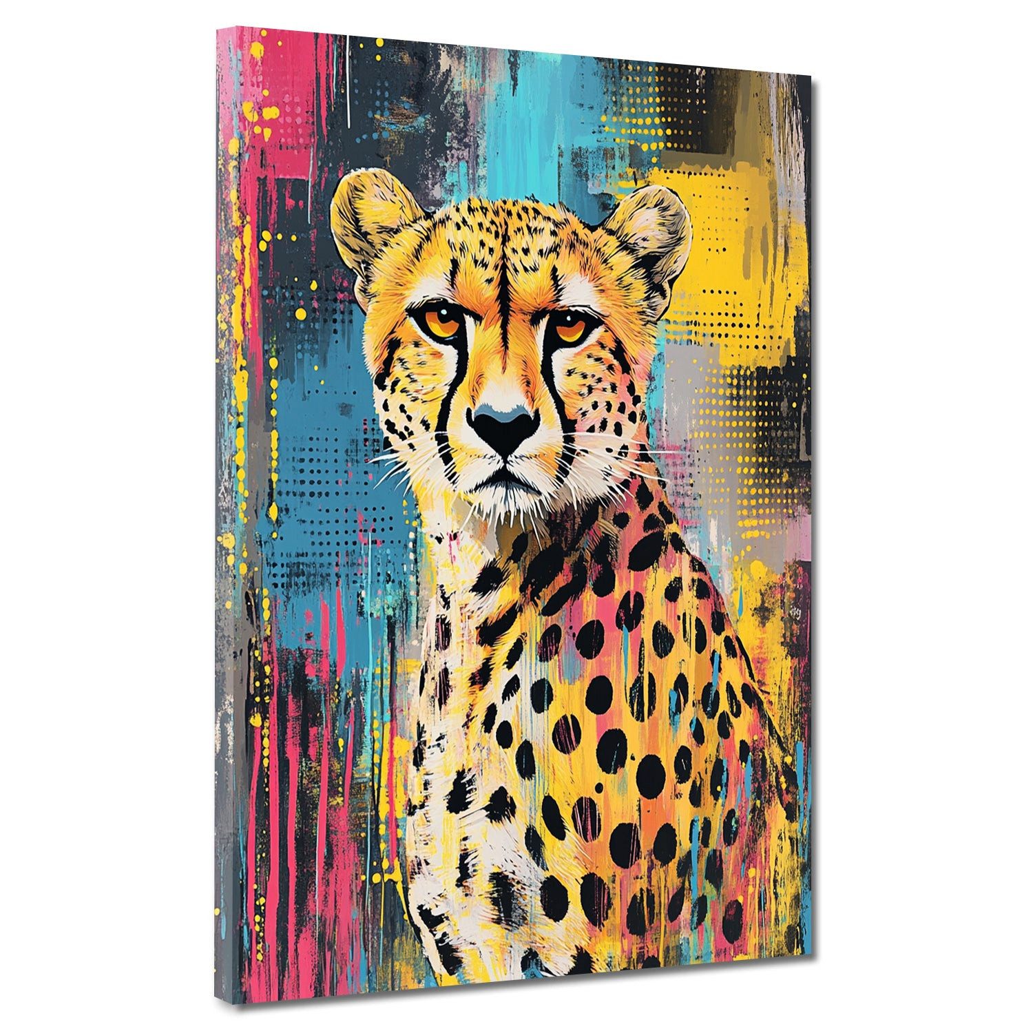 Artedinoi Leinwandbild Pop Art Gepard Urban Style Leinwandbild Wandbild Kunstdruck XL Wanddek, Gepard, urban