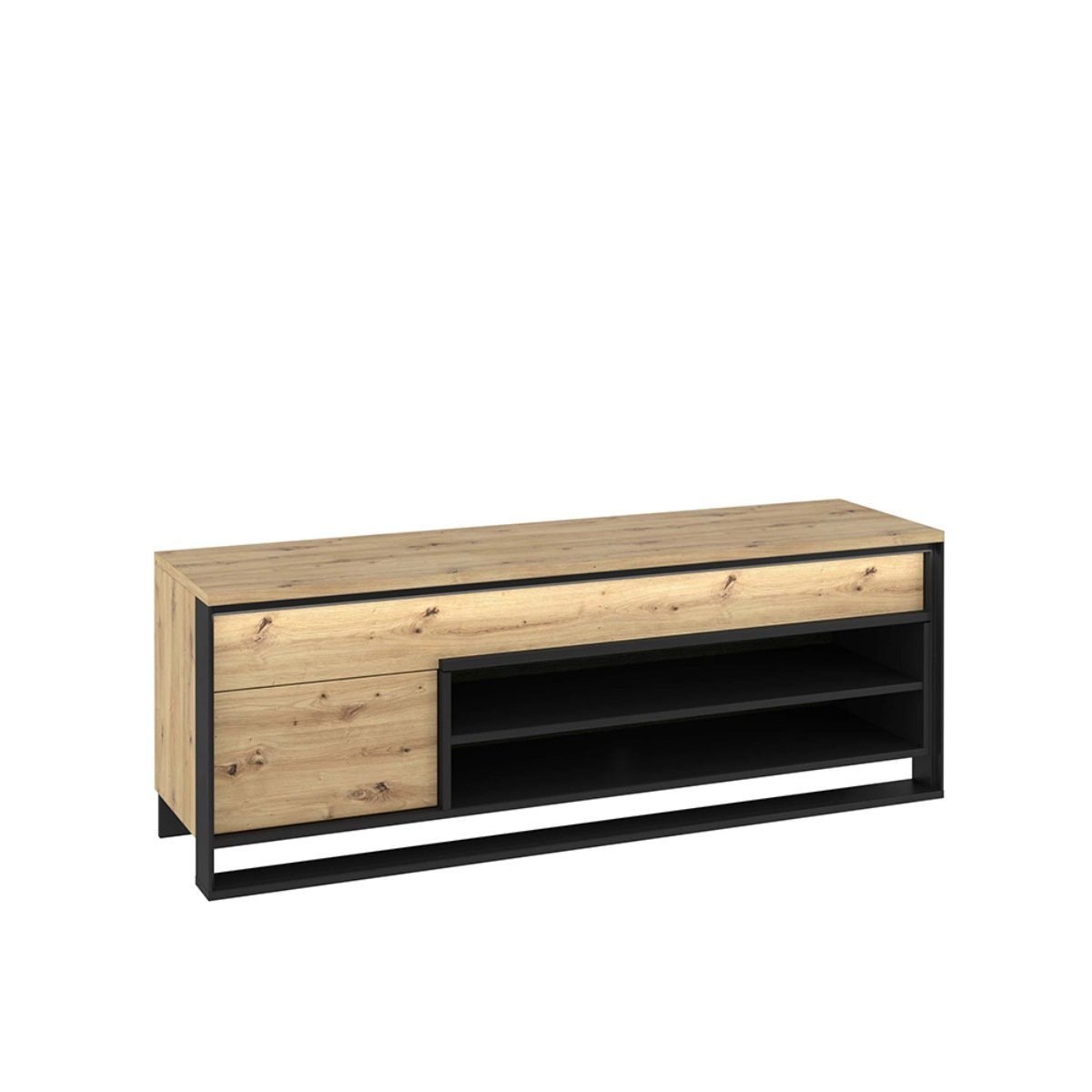 Compleo TV-Schrank LIMA, Loft Stil Lowboard mit Schubladen und LED-Beleuchtung Fernsehtisch