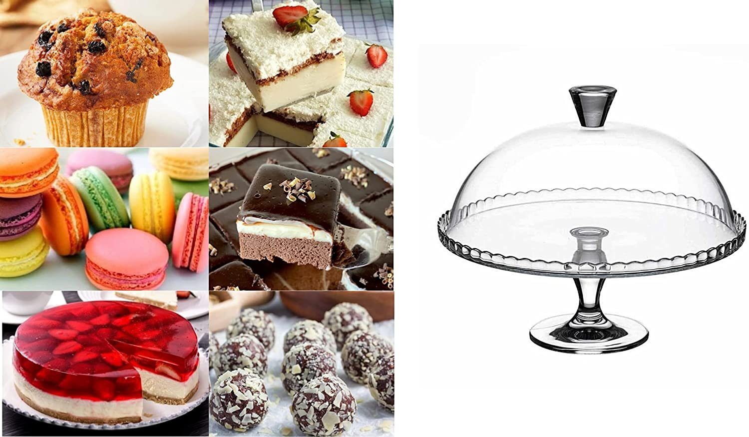 Pasabahce Gläser-Set Kuchenteller mit Kuppelfuß Gebäckserviceständer Glasservierung Dessert, 1-tlg. – Bild 4 von 4