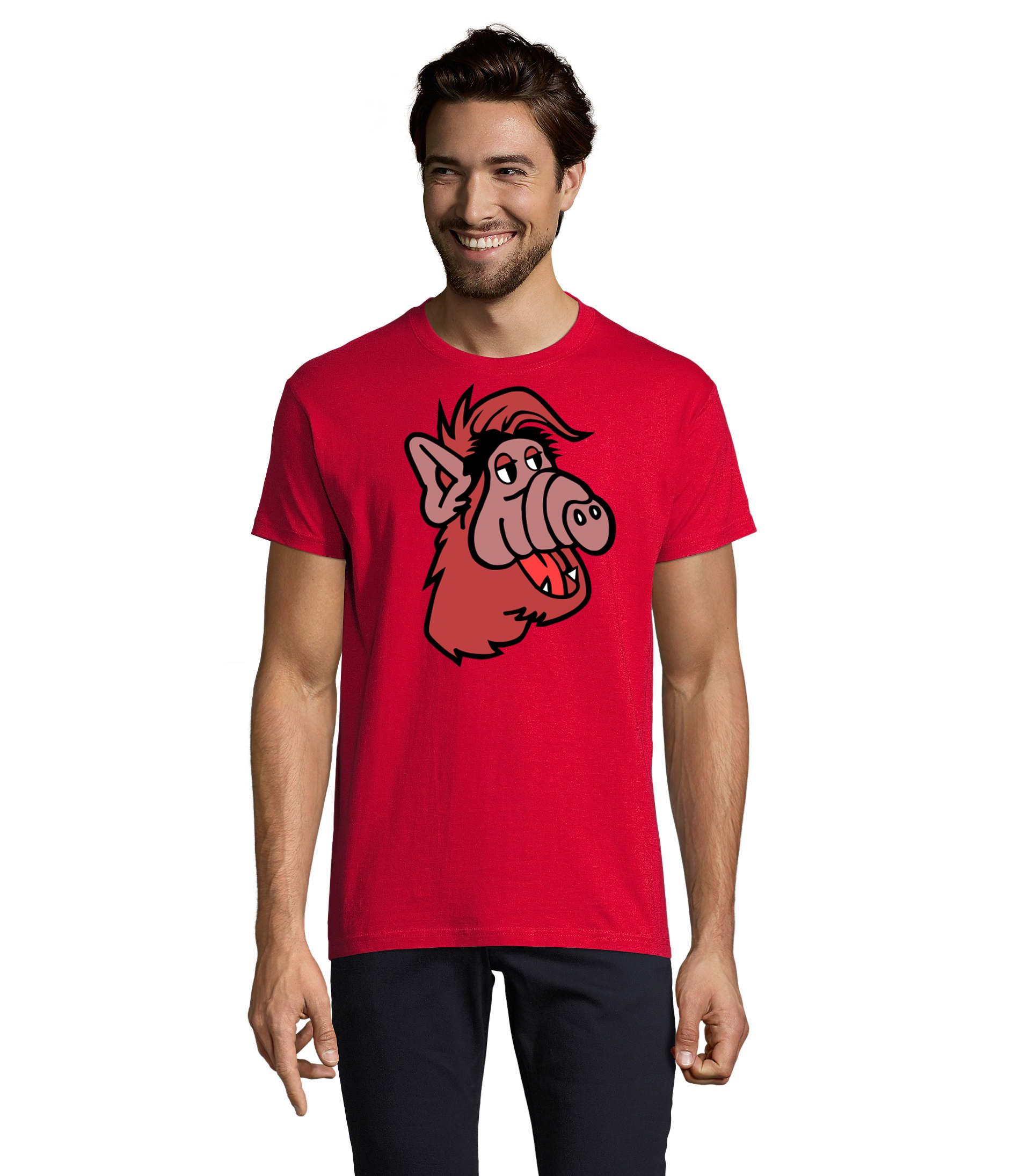 Blondie & Brownie T-Shirt Alf Herren T Shirt Cartoon Print Rundhals Freizeit Design Alltag (Einzelartikel) Alf H Tee Cartoon Motiv Herren