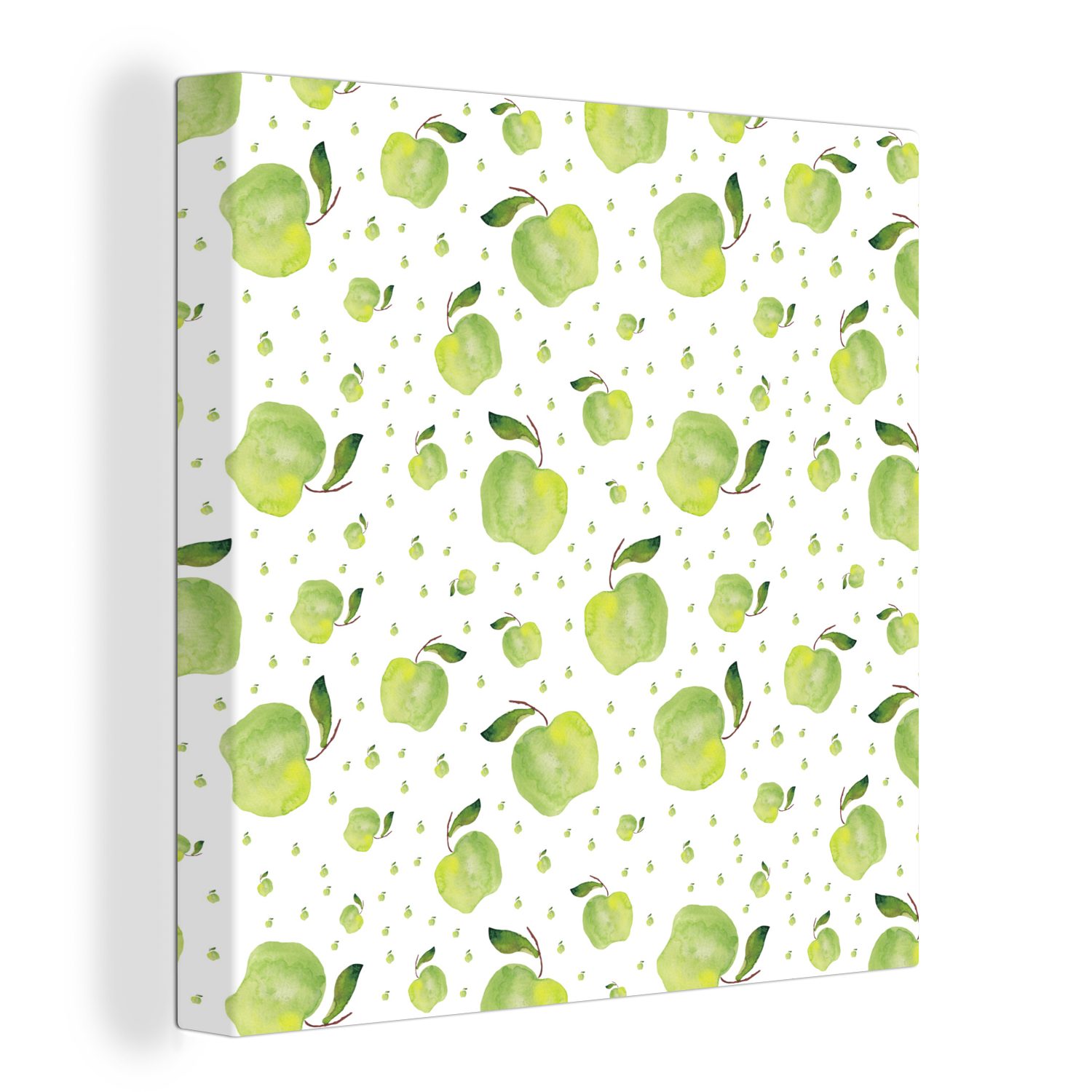 OneMillionCanvasses® Leinwandbild Äpfel - Grün - Weiß, (1 St), Leinwand Bilder für Wohnzimmer Schlafzimmer