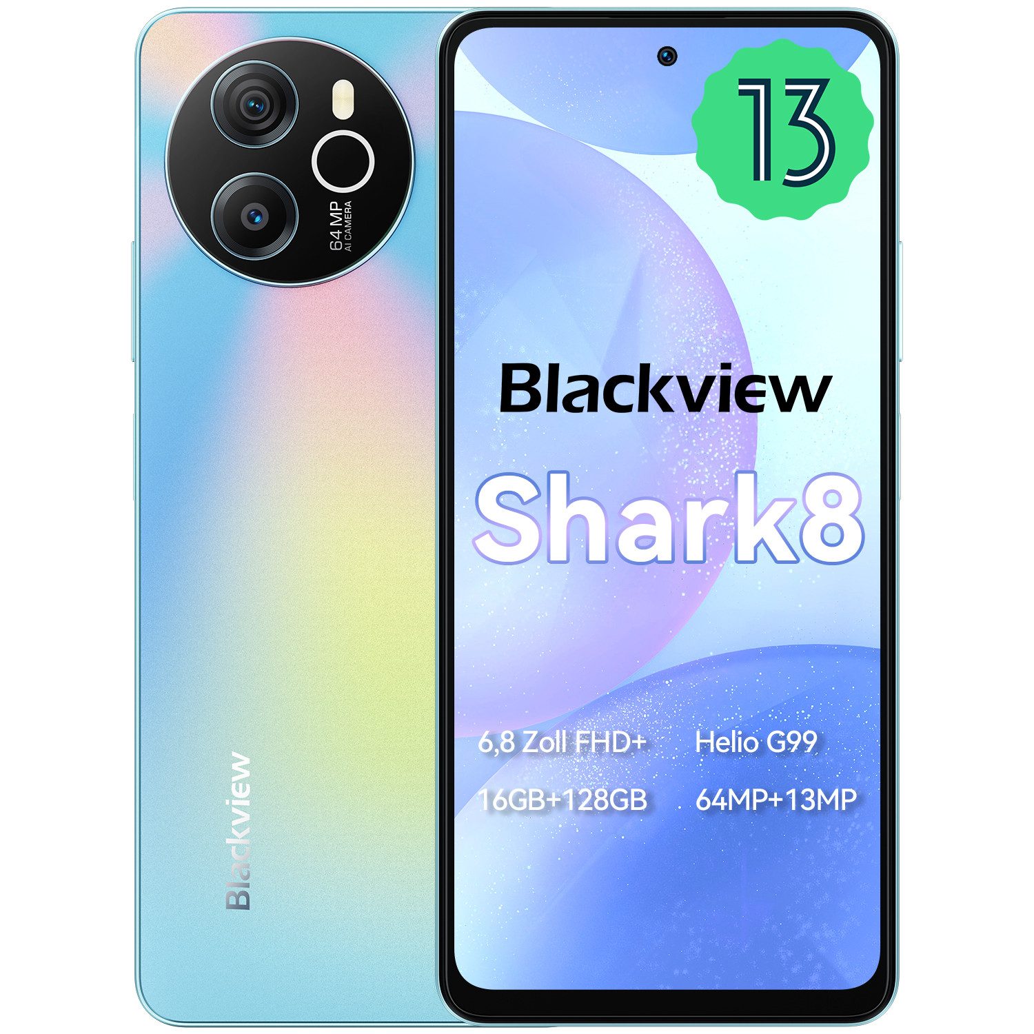 blackview Shark8(8+128) Smartphone (6.8 Zoll, 128 GB Speicherplatz, 64 ...