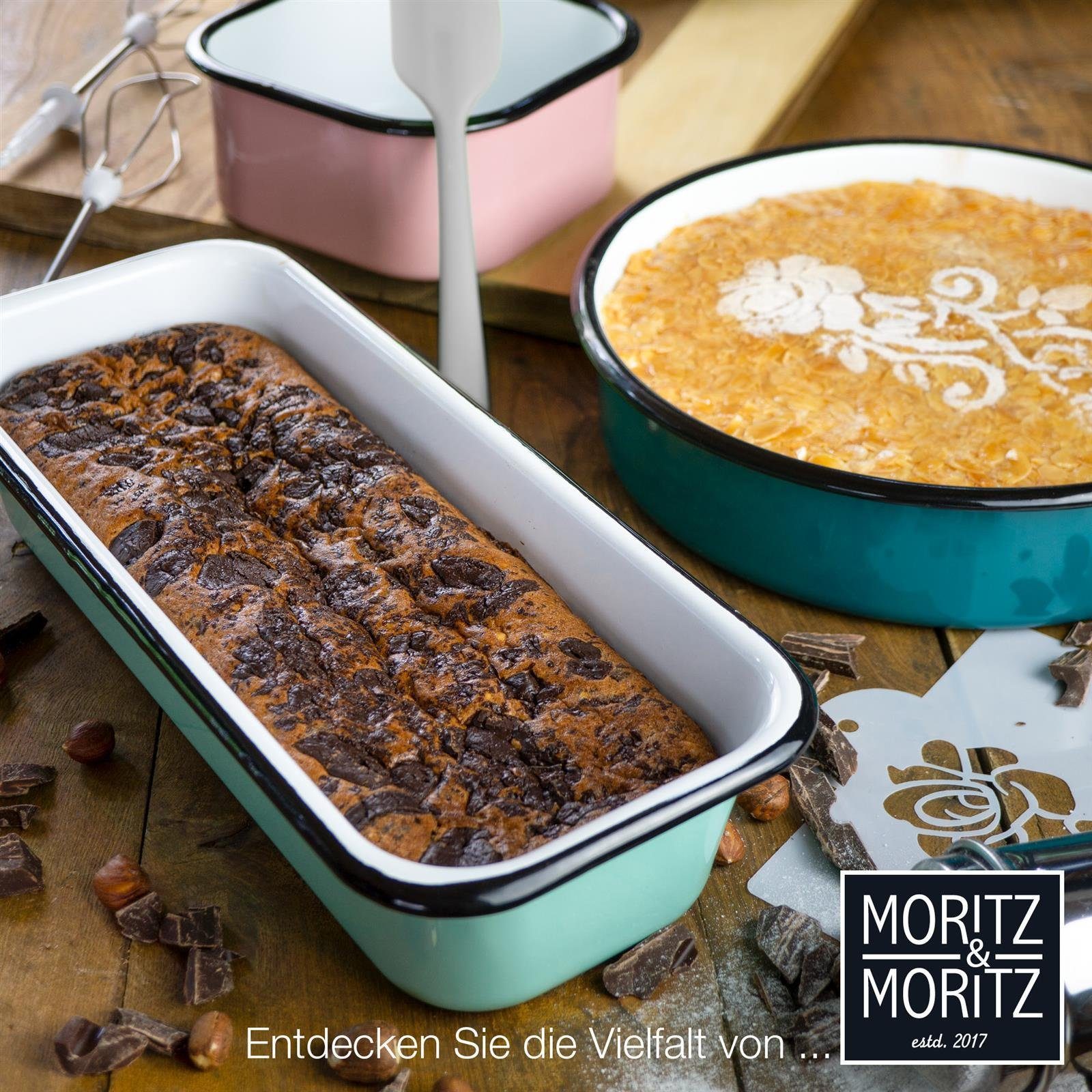 Moritz & Moritz Kuchenform Mini Backform Kuchen, (Set), für Brot Toastbrot Emaille, oder