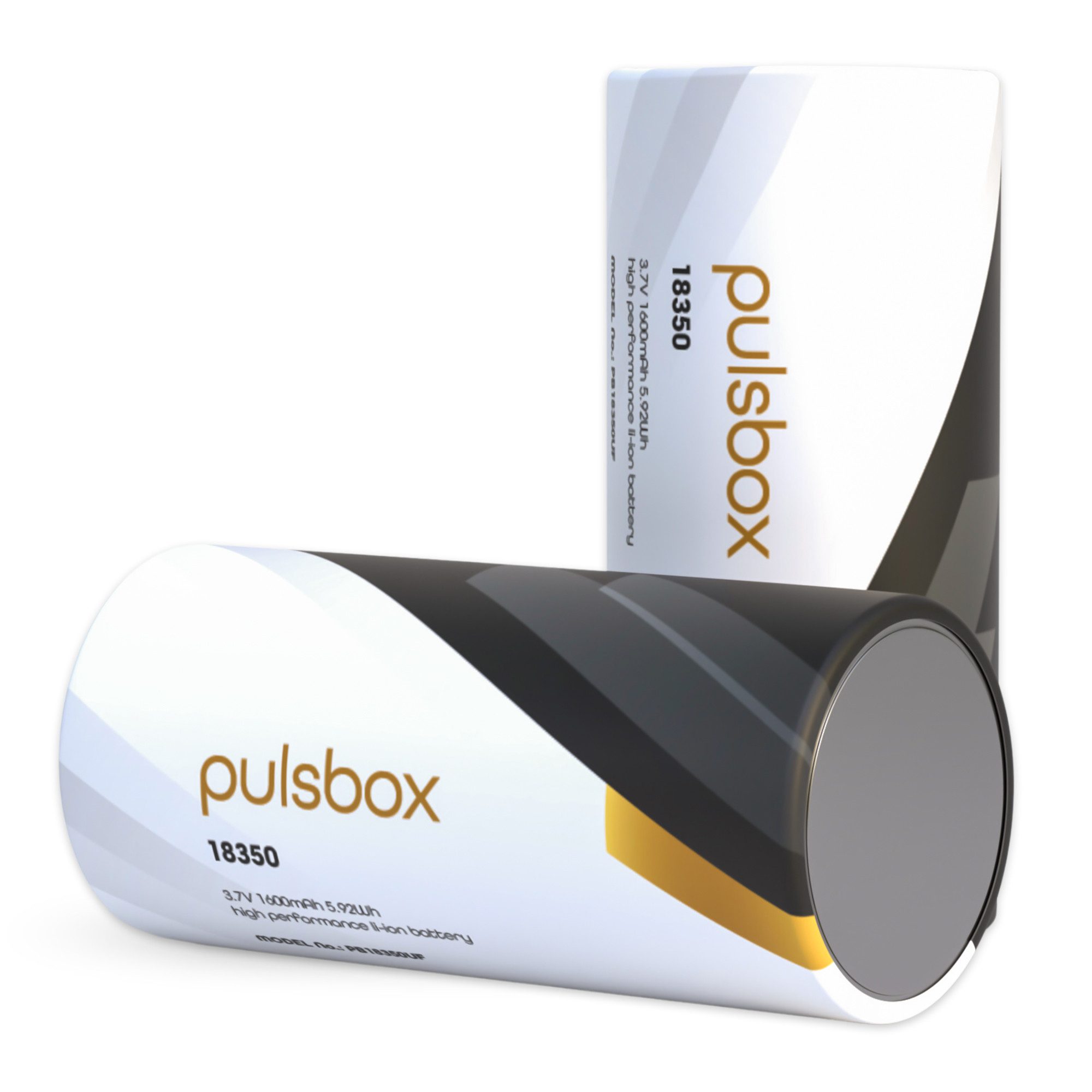 pulsbox 18350 Akku Li-Ion 1600mAh 8A - Flat Top/Button Top Batterie 2 x Akku