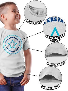 Shirtracer T-Shirt Schulkind 2024 Ich bin erstklassig Stern blau (1-tlg) Einschulung Junge Schulanfang Geschenke
