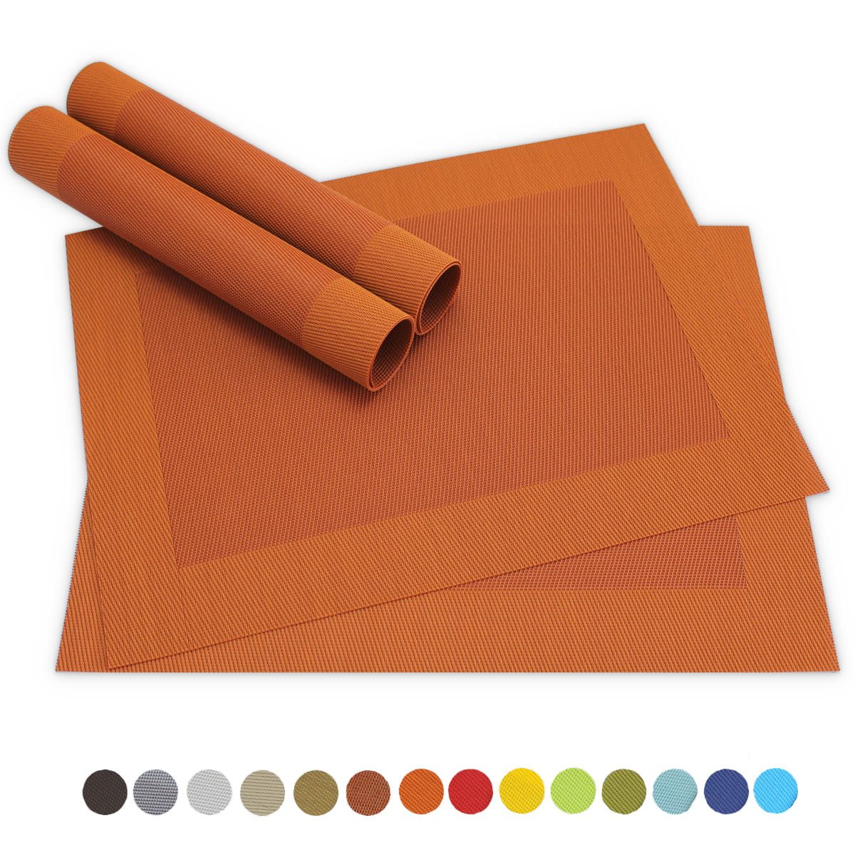 matches21 HOME & HOBBY Platzset Tischsets BORDA 4er Set Orange als Tischuntersetzer, (4-St), Abwaschbare Platzsets als Tischunterlagen für Ess-Tisch Tisch-Deko