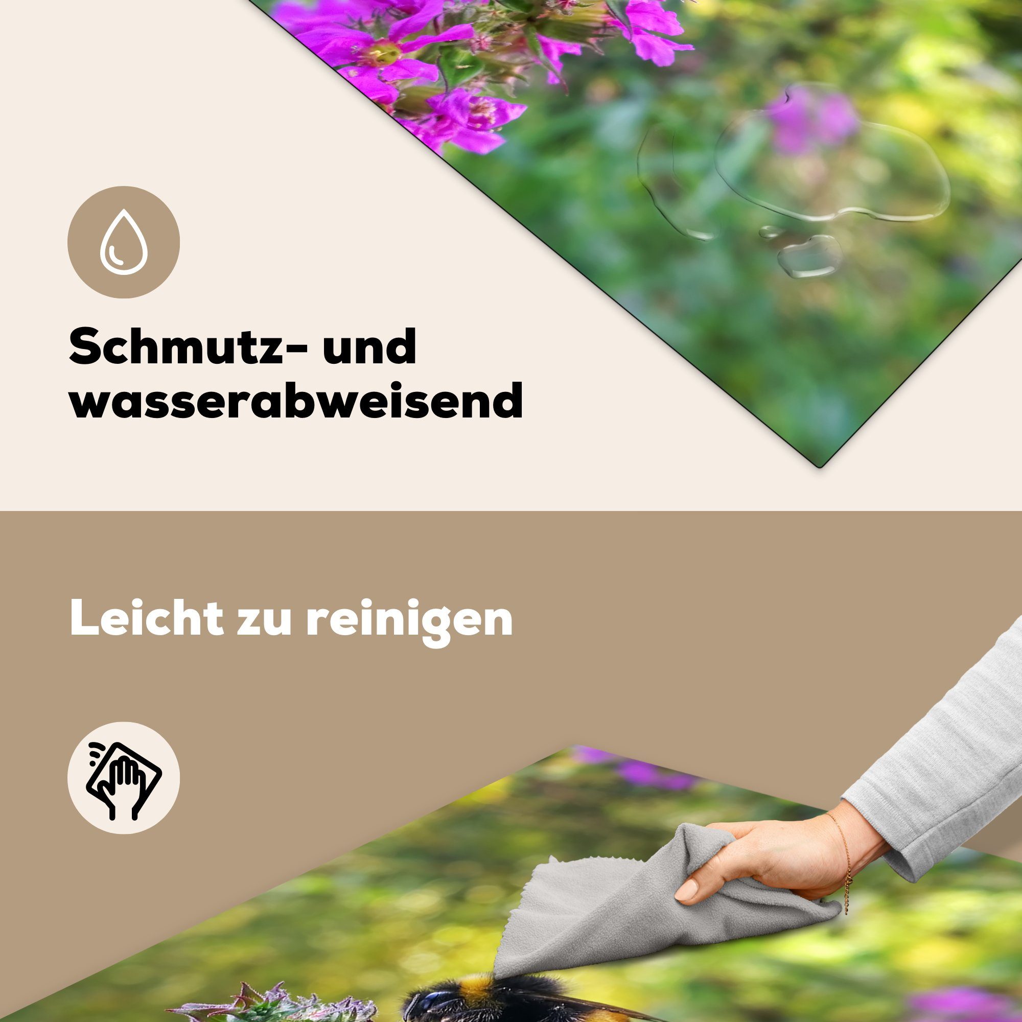 cm, Ceranfeldabdeckung, Hummel Arbeitsplatte MuchoWow 78x78 (1 inmitten für der küche Herdblende-/Abdeckplatte Vinyl, tlg), Wildblumen,