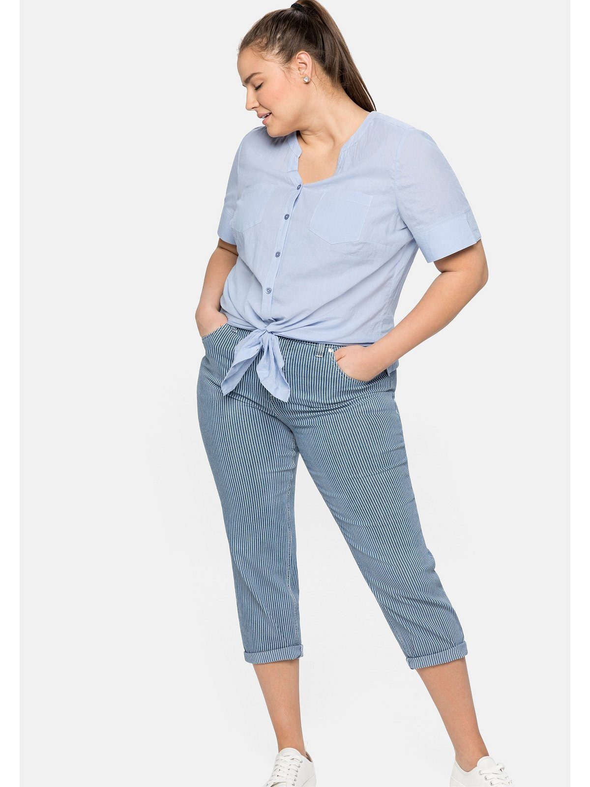Große Stretch-Jeans Allover-Streifen mit Größen in 7/8 Sheego Länge,