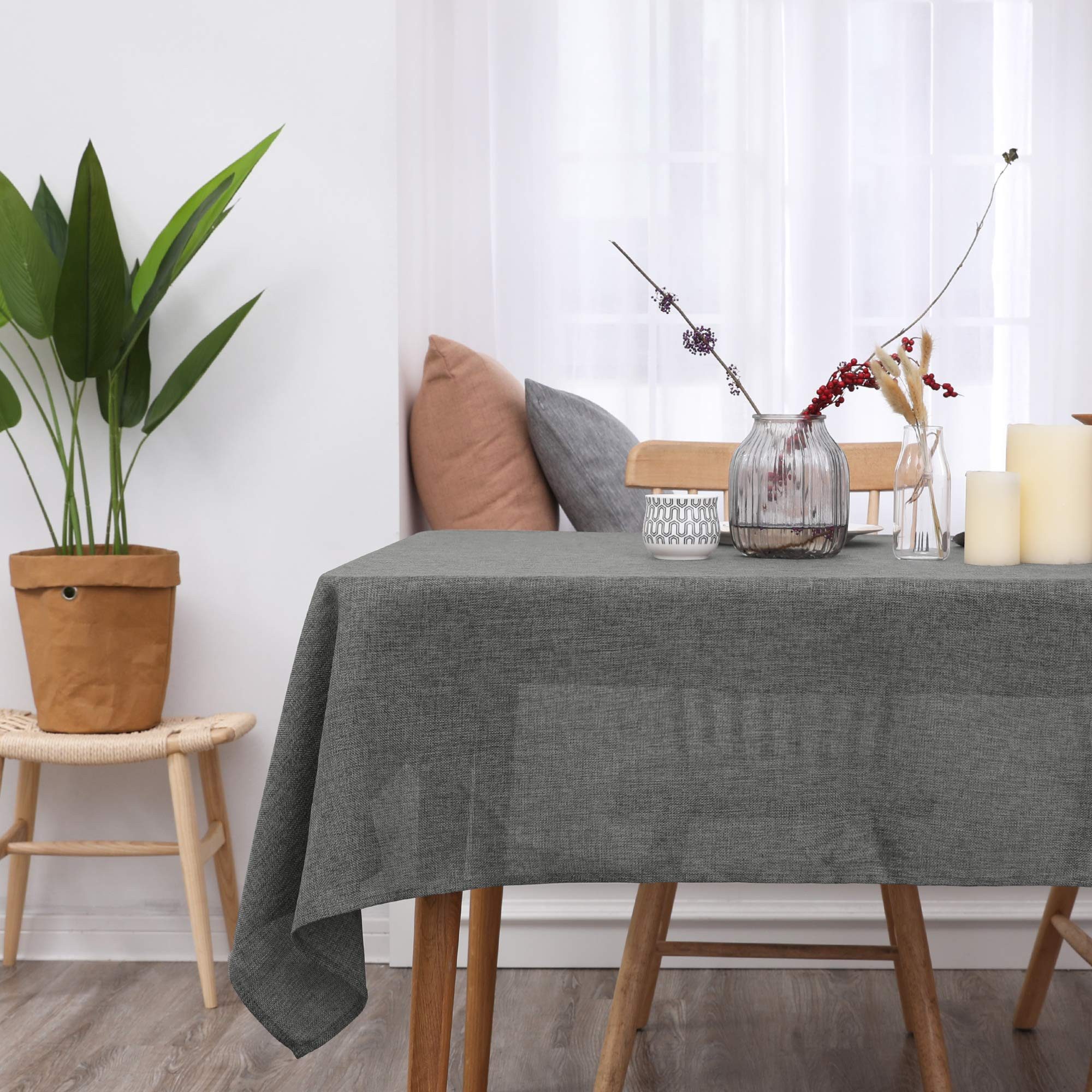 Deconovo Tischdecke Leinenoptik Tischwäsche Wasserabweisend Tischtuch günstig online kaufen