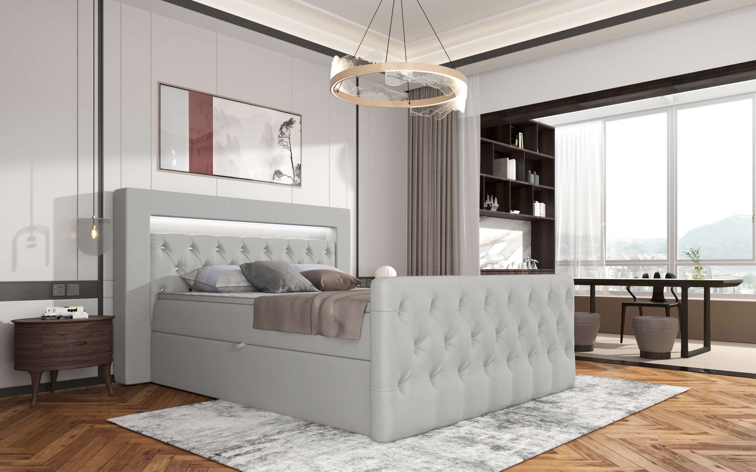 99rooms Boxspringbett Cezar (Schlafzimmerbett, Bett), 120/140/160/180/200x200, Topper, Bettkasten, inkl. LED-Beleuchtung