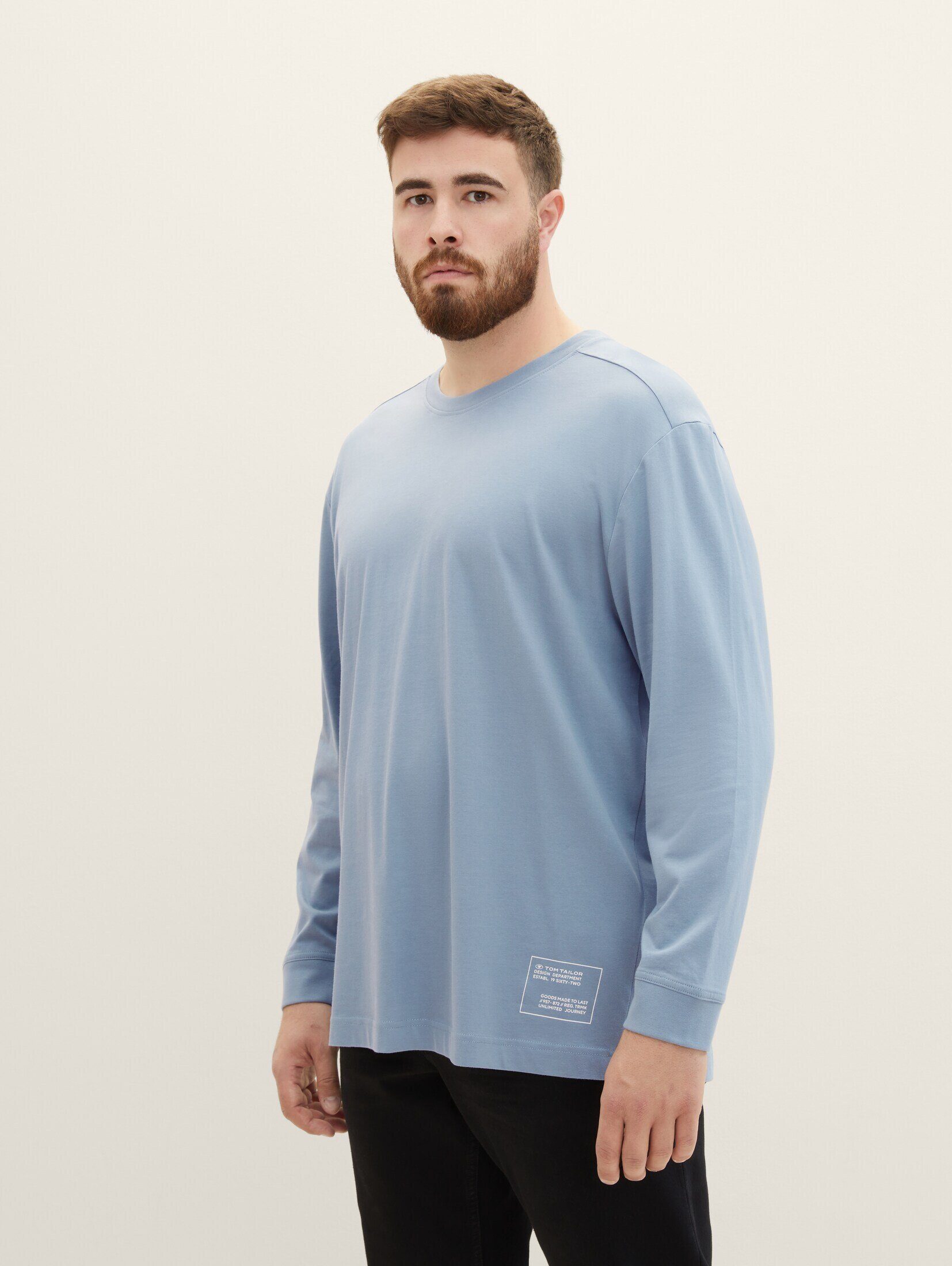 TOM TAILOR PLUS T-Shirt Plus - Langarmshirt mit Bio-Baumwolle grey mint