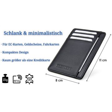 Frentree Kartenetui "Mini"-Geldbörse, minimalistischer Kartenhalter aus Echtleder, für bis zu 10 Karten und Geldscheine, mit integriertem RFID Schutz