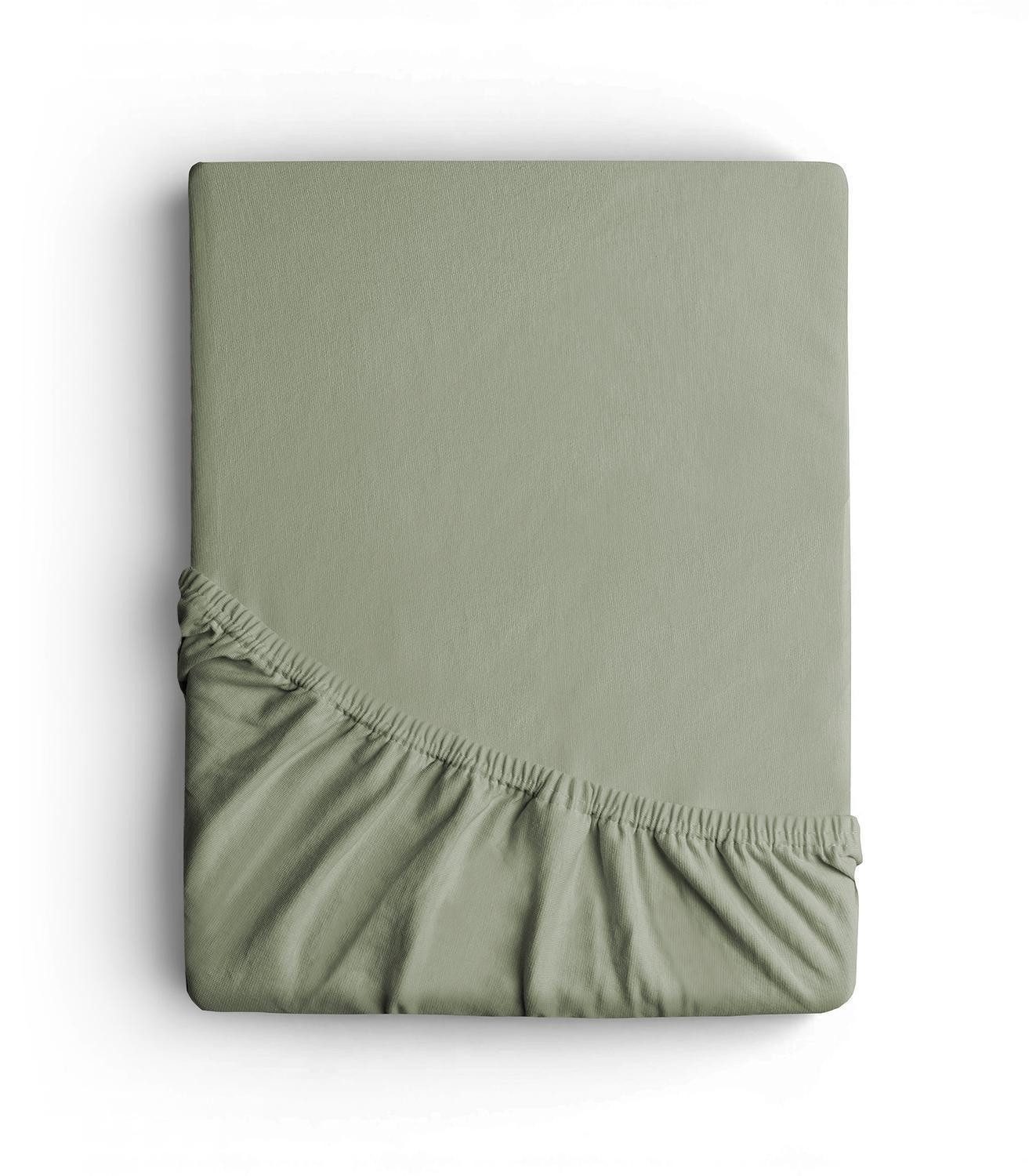 Spannbettlaken Jersey, 140 x 200 cm, Salbeigrün, Uni, 140 g/m, Jersey, Gummizug: rundum, (1 Stück), mit Rundumgummizug