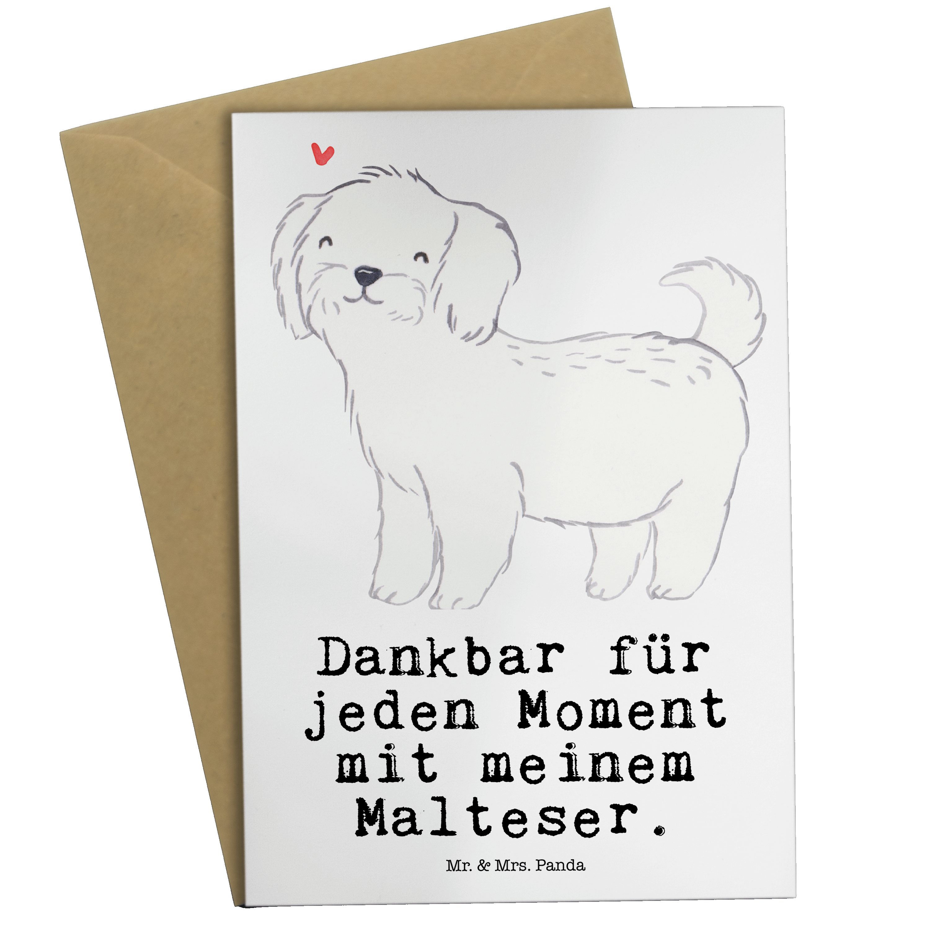Mr. & Mrs. Panda Grußkarte Malteser Moment - Weiß - Geschenk, Hundebesitzer, Karte, Hochzeitskar