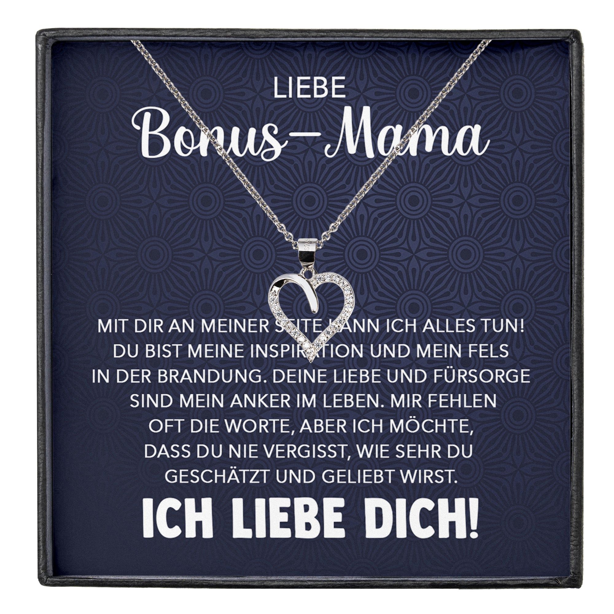 Schmuckset Stiefmama Geschenk Muttertag Bonus-Mama Herz Halskette Geburtstag