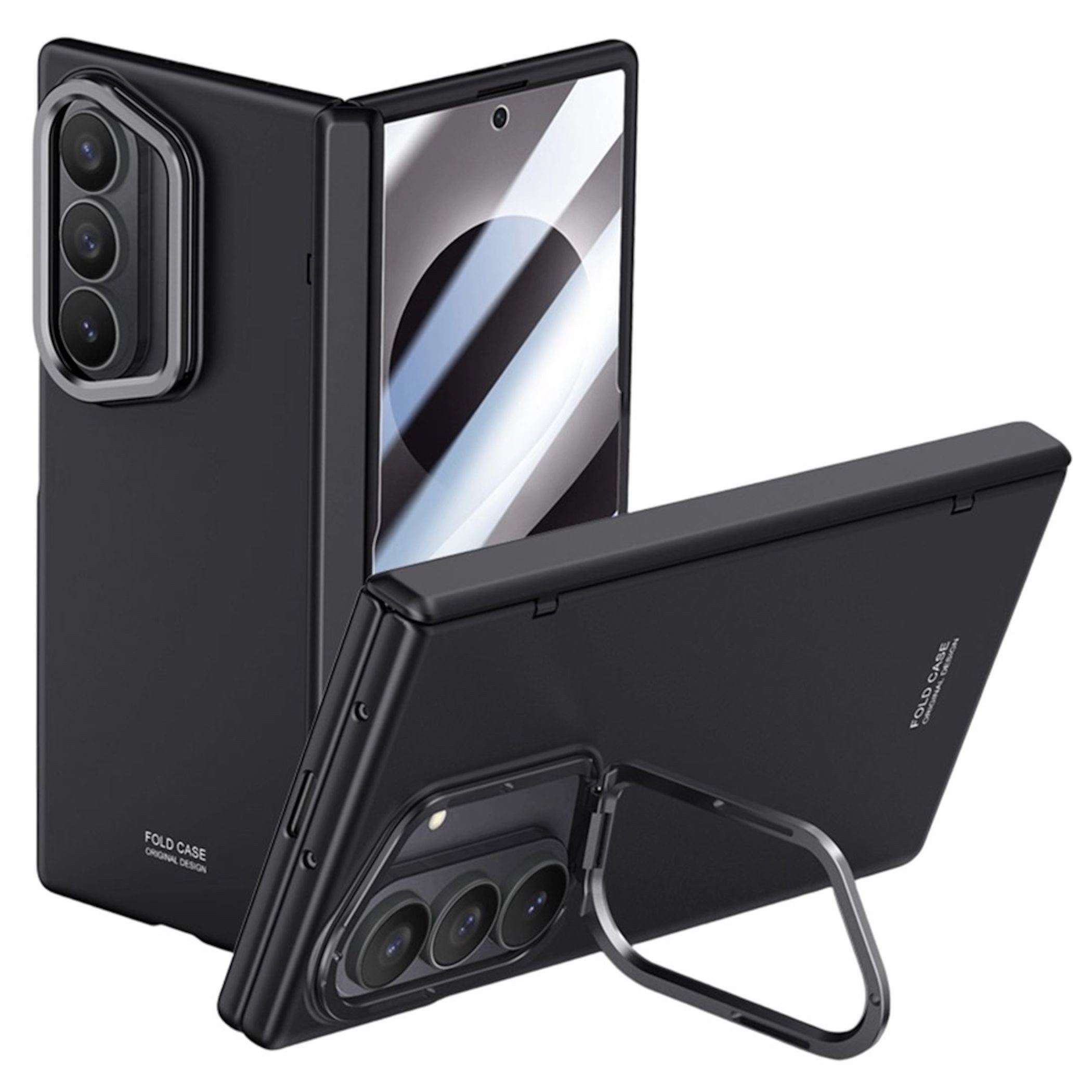 Wigento Handyhülle + 9H Schutzglas für Samsung Galaxy Z Fold8 Ultra mit Kamera Ständer 8,00 Zoll, Standfunktion, integriertes Schutzglas, 360 Grad Schutz