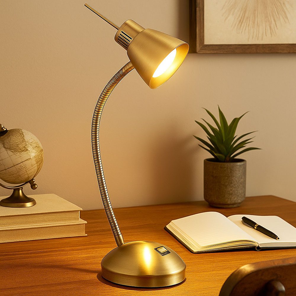 GLOBO LIGHTING Schreibtischlampe, Leuchtmittel inklusive, Warmweiß, Tischleuchte Beistelllampe Bürolampe LED Nachttischlampe flexibel 44cm