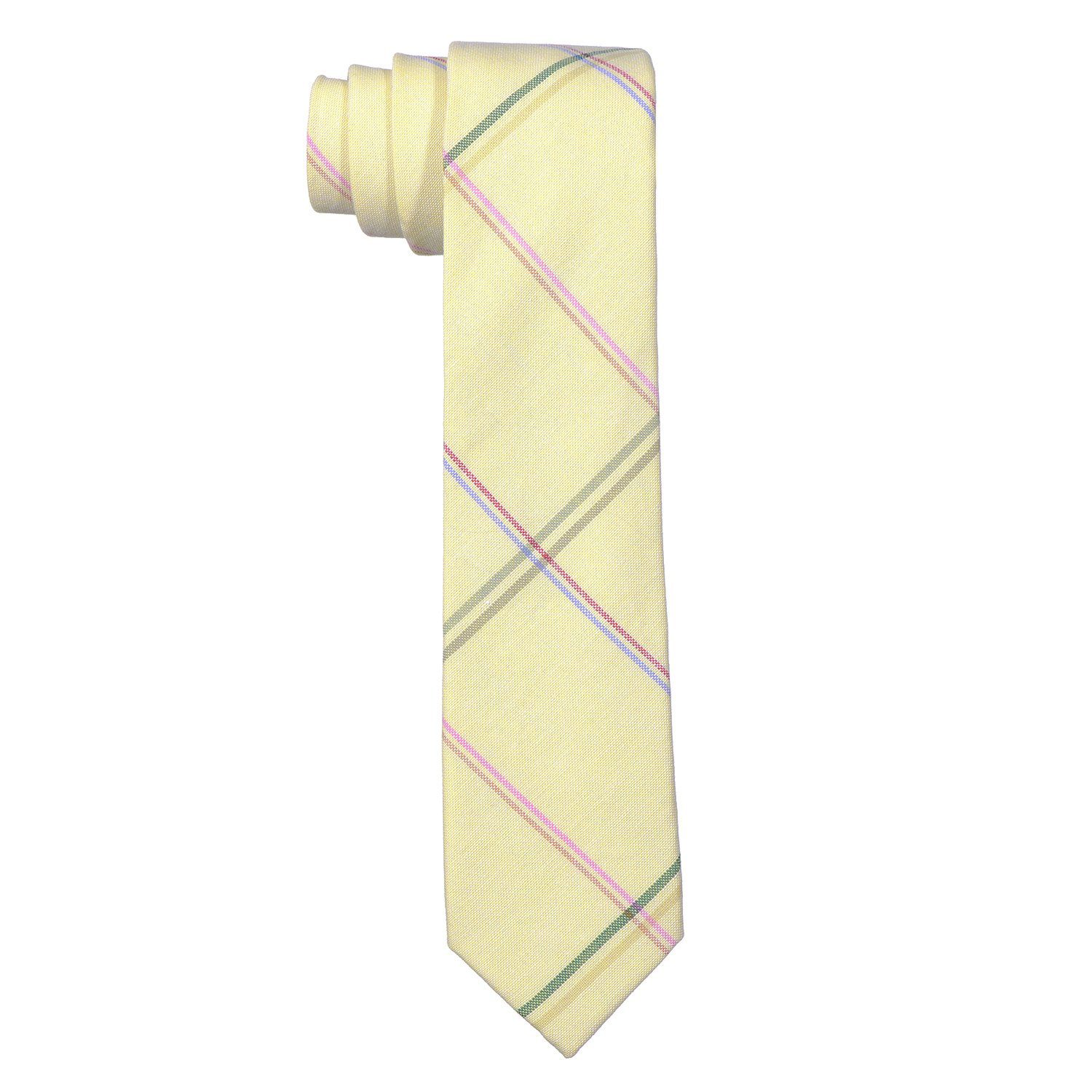 DonDon Krawatte Herren Krawatte 6 oder Büro 1x Krawatte) oder Veranstaltungen festliche gestreift (Packung, 1-St., für cm kariert gestreift, Baumwolle, pastell-gelb