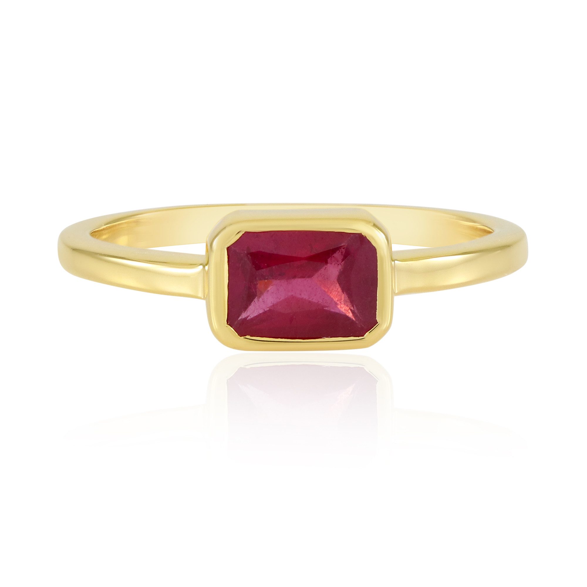 Solitärring Cavill Rubinring 1,065 ct Madagaskar Rubin, vergoldet, Sterlingsilber