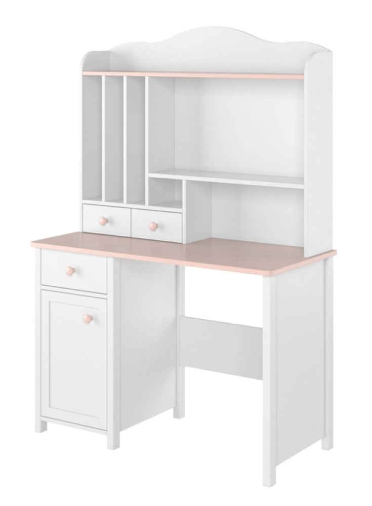 Feldmann-Wohnen Schreibtisch Luna (Luna, 2-St., Schreibtisch mit Aufsatz), 110cm weiß / rosa mit Aufsatz