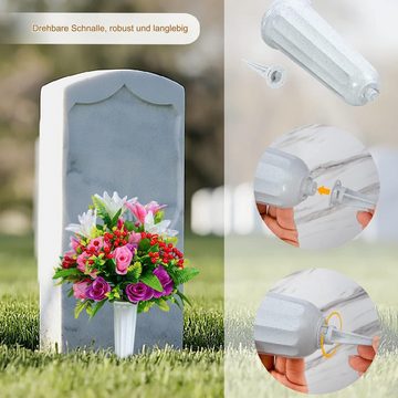 Kunstblume Künstliche Blumen Künstliche Grab Memorial Blumensträuße für Friedhof, HIBNOPN