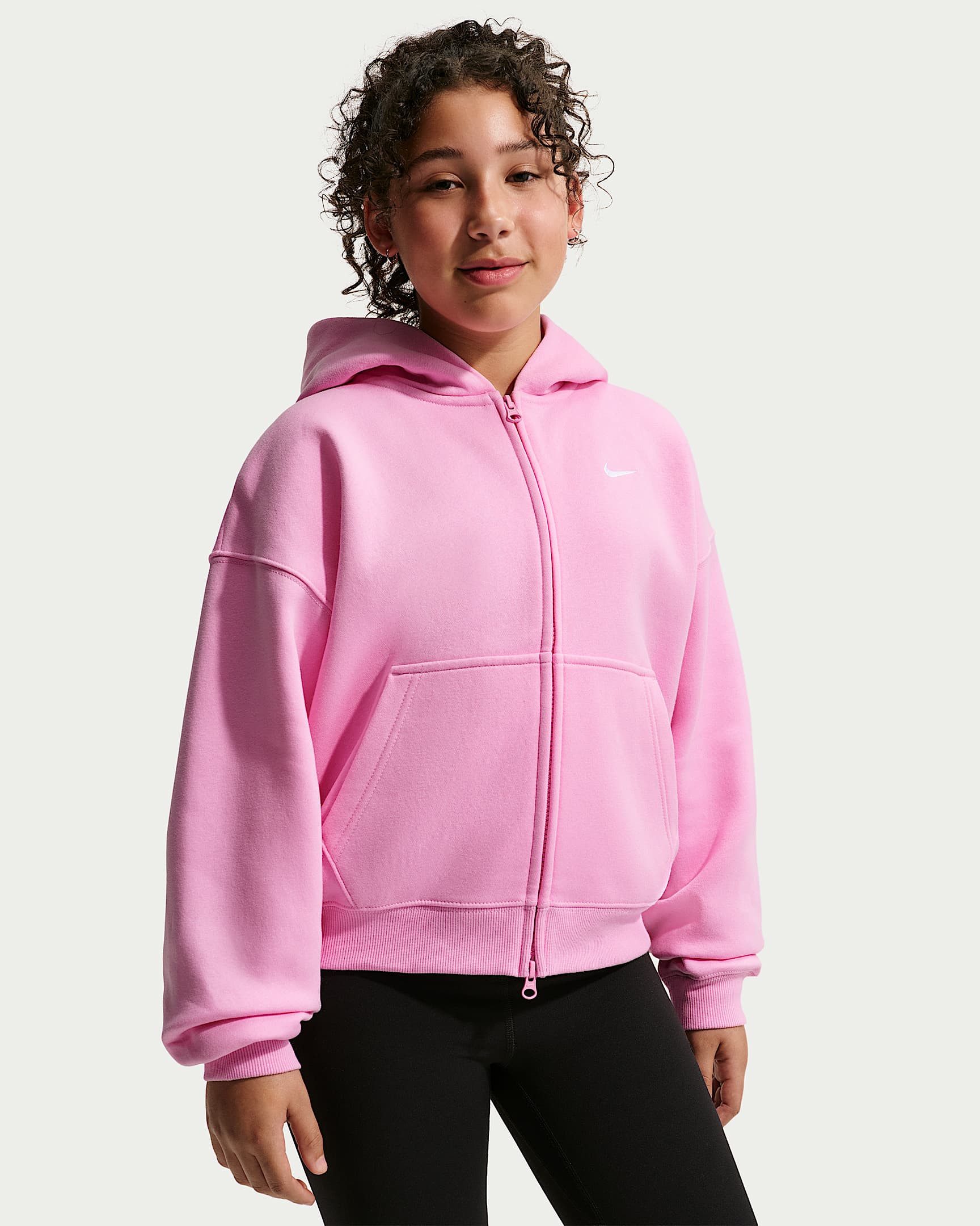 Nike Sportswear Kapuzensweatjacke G NSW STUDIO FLC OS FZ HD für Mädchen und Jugendliche