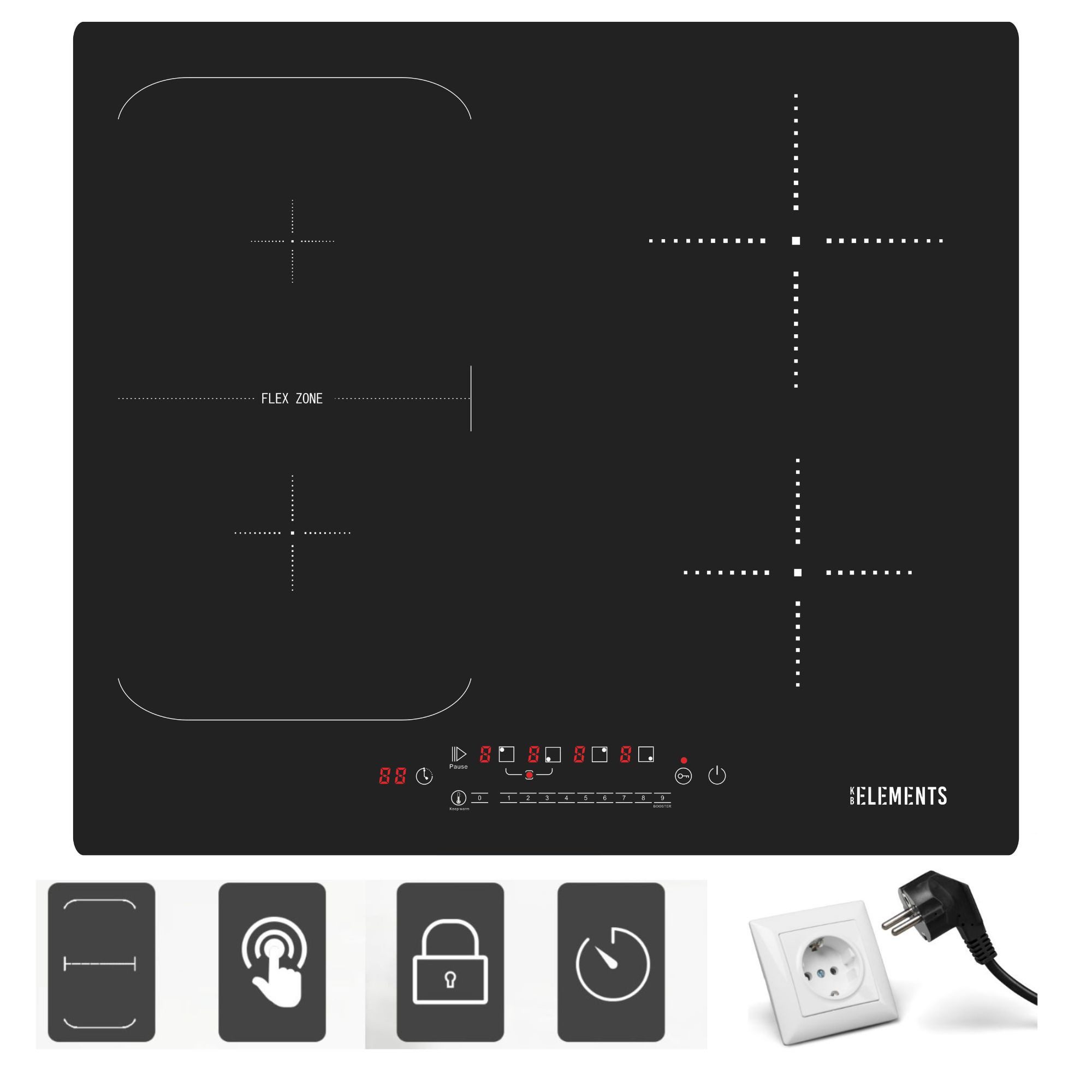 KB Elements Induktions-Kochfeld ELK110PF, EU Stecker, Flexzone