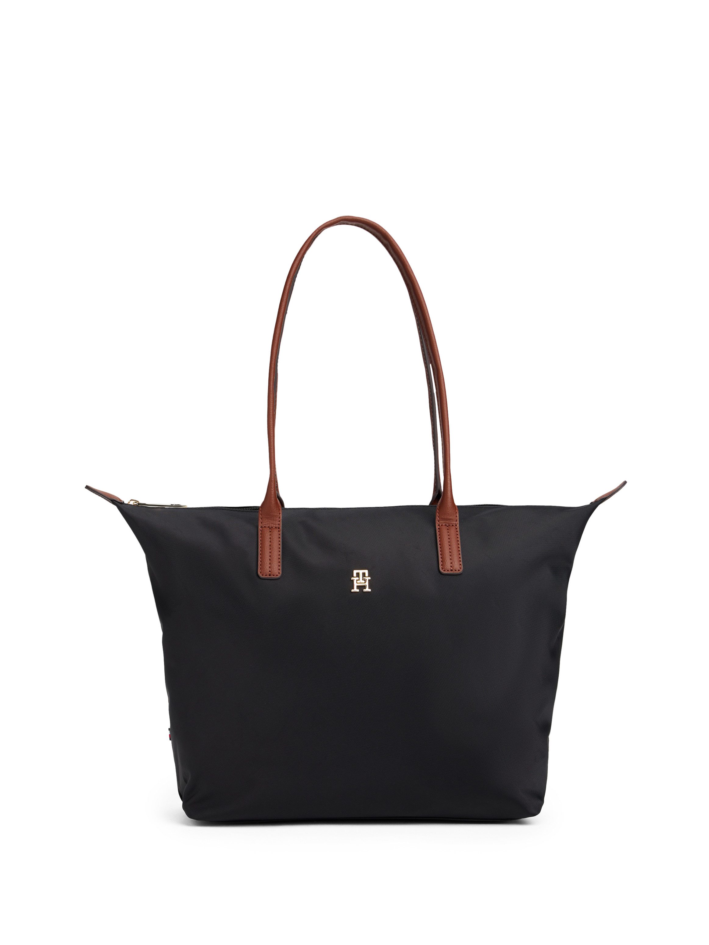 Tommy Hilfiger Tragetasche POPETTE TOTE, Damen Handtasche, Schultertasche mit kontrastfarbigen Henkeln