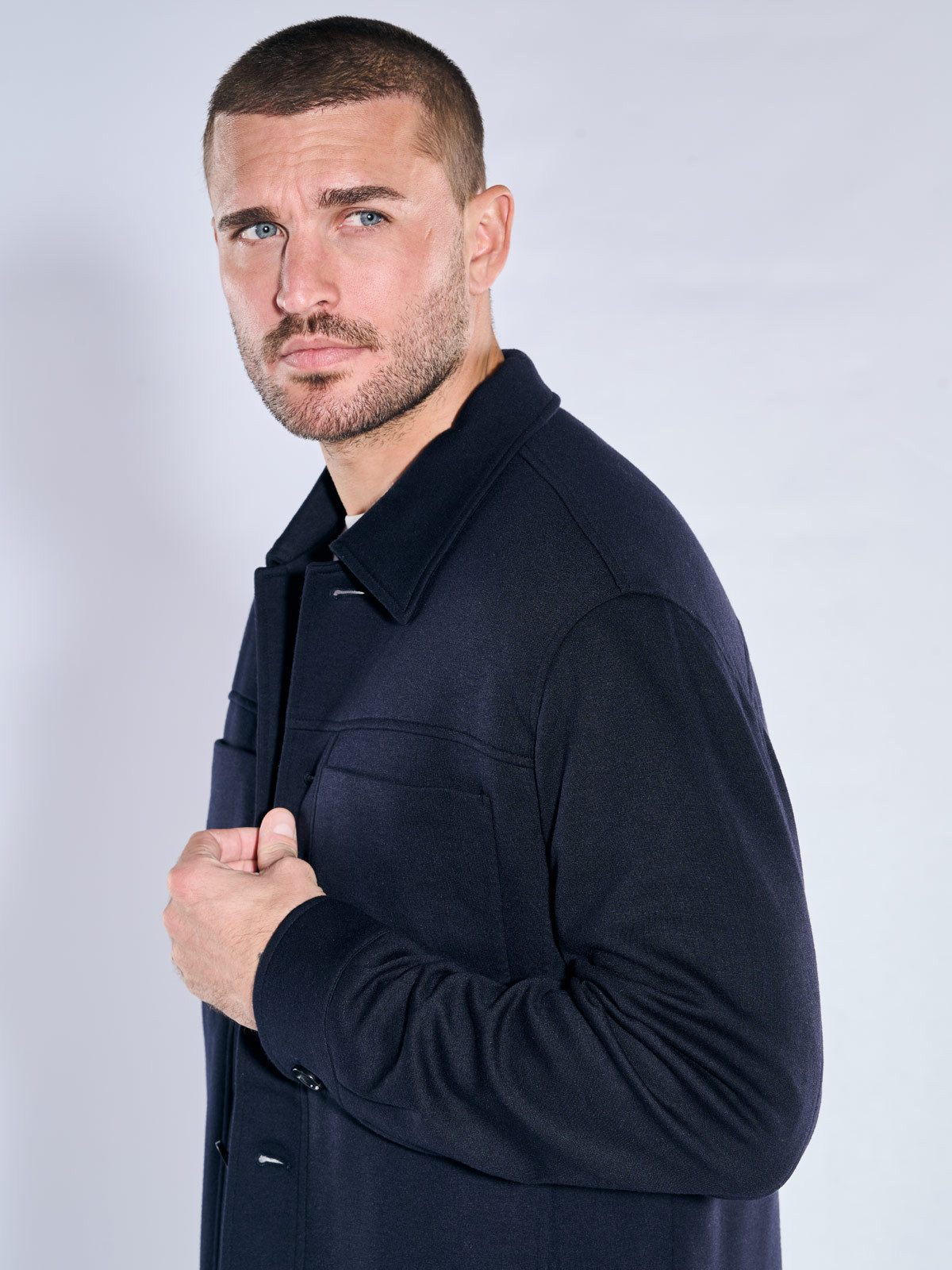emilio adani Kurzjacke Herren Hemdjacke mit Reverskragen, Saphirblau
