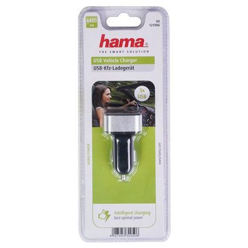 Hama KFZ Lader 4,4A 3-Port USB Ladegerät 12V 24V Smartphone-Ladegerät (schnelles Aufladen Lade-Adapter für Tablet PC Handy iPhone etc)