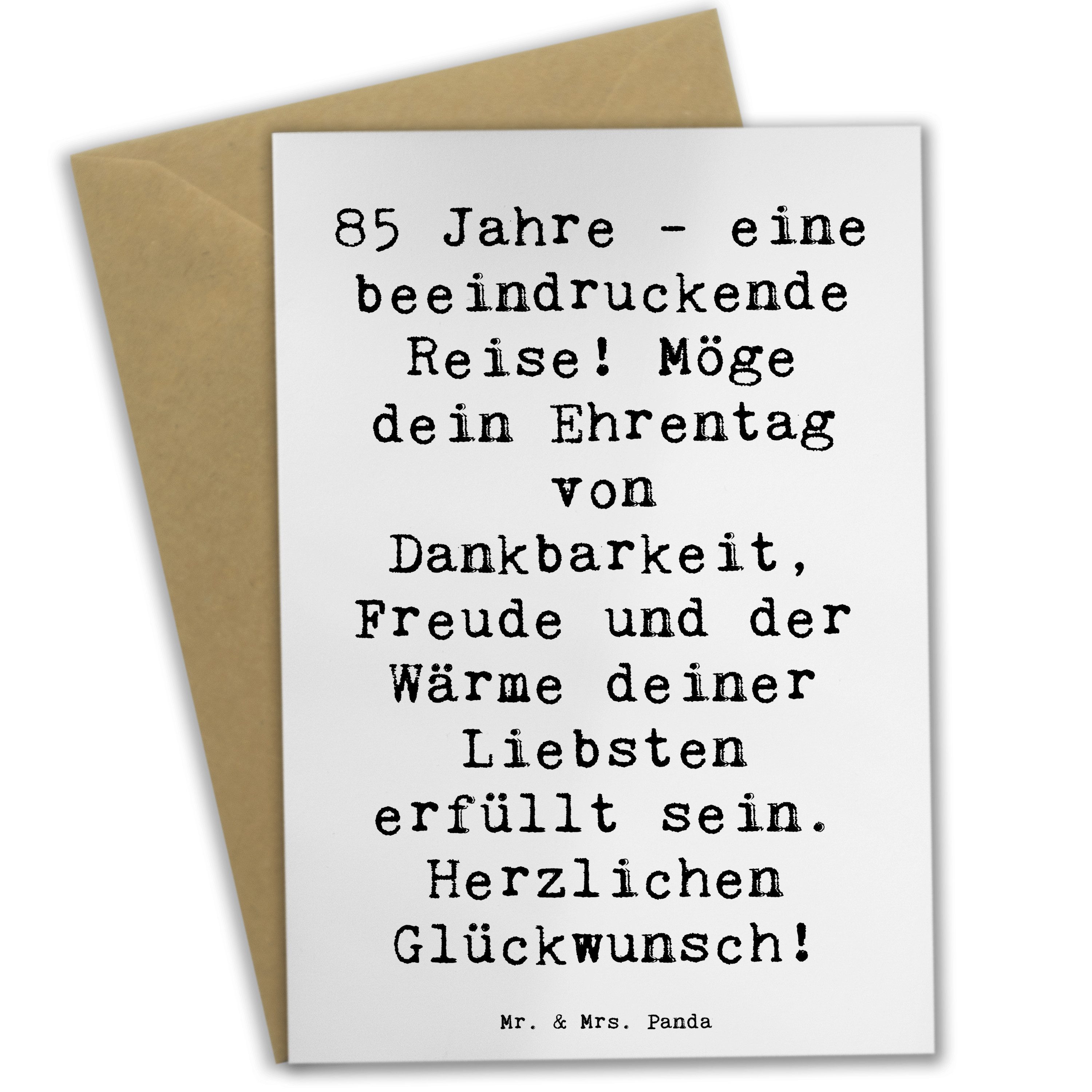 Grußkarte Spruch 85. Geburtstag - Weiß - Geschenk, 85 Jahre, Dankbarkeit, Glück