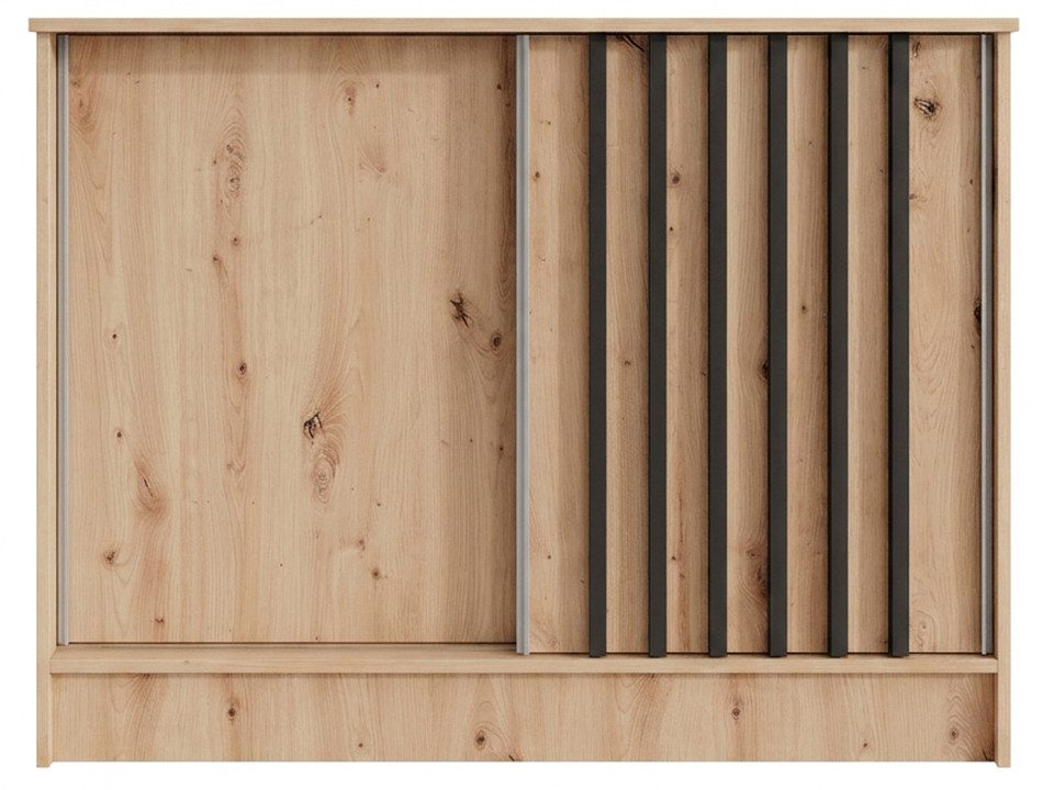 Beautysofa Kommode mit 2 Schiebetüren HORIZON (in 100 cm, 120 cm oder 160 cm, verschiedene Farben: Eiche Artisan, Schwarz, Weiß, Kaschmir), mit dekorativen Lame – Bild 4 von 5