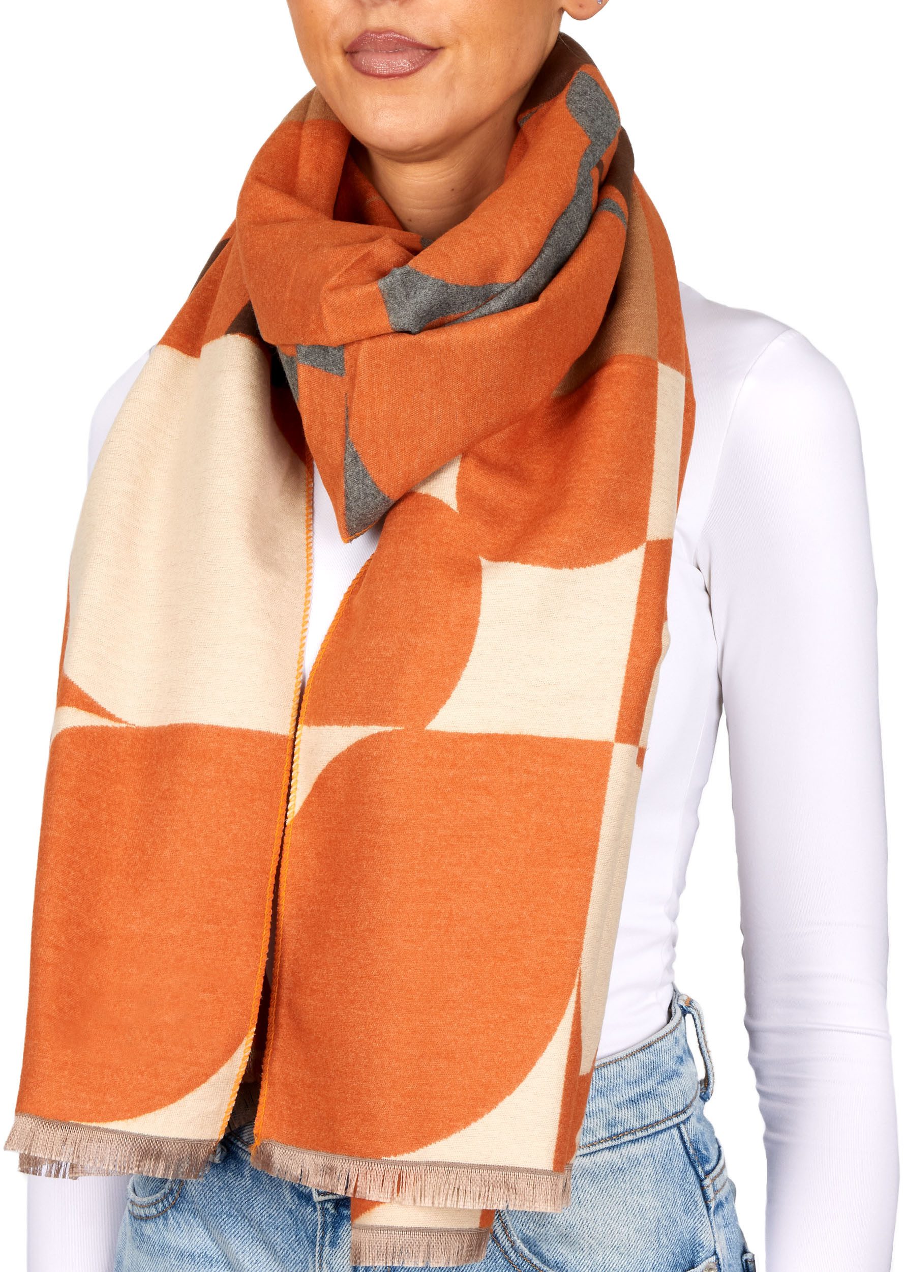 BRUBAKER Schal Cashmirillo Damen Schal mit Modernem Muster - 70 x 200 cm - Warm, (Oversized Schal für Herbst und Winter, 1-St), Kuschelig mit weichem Kaschmir-Gefühl - Damenschal Winterschal