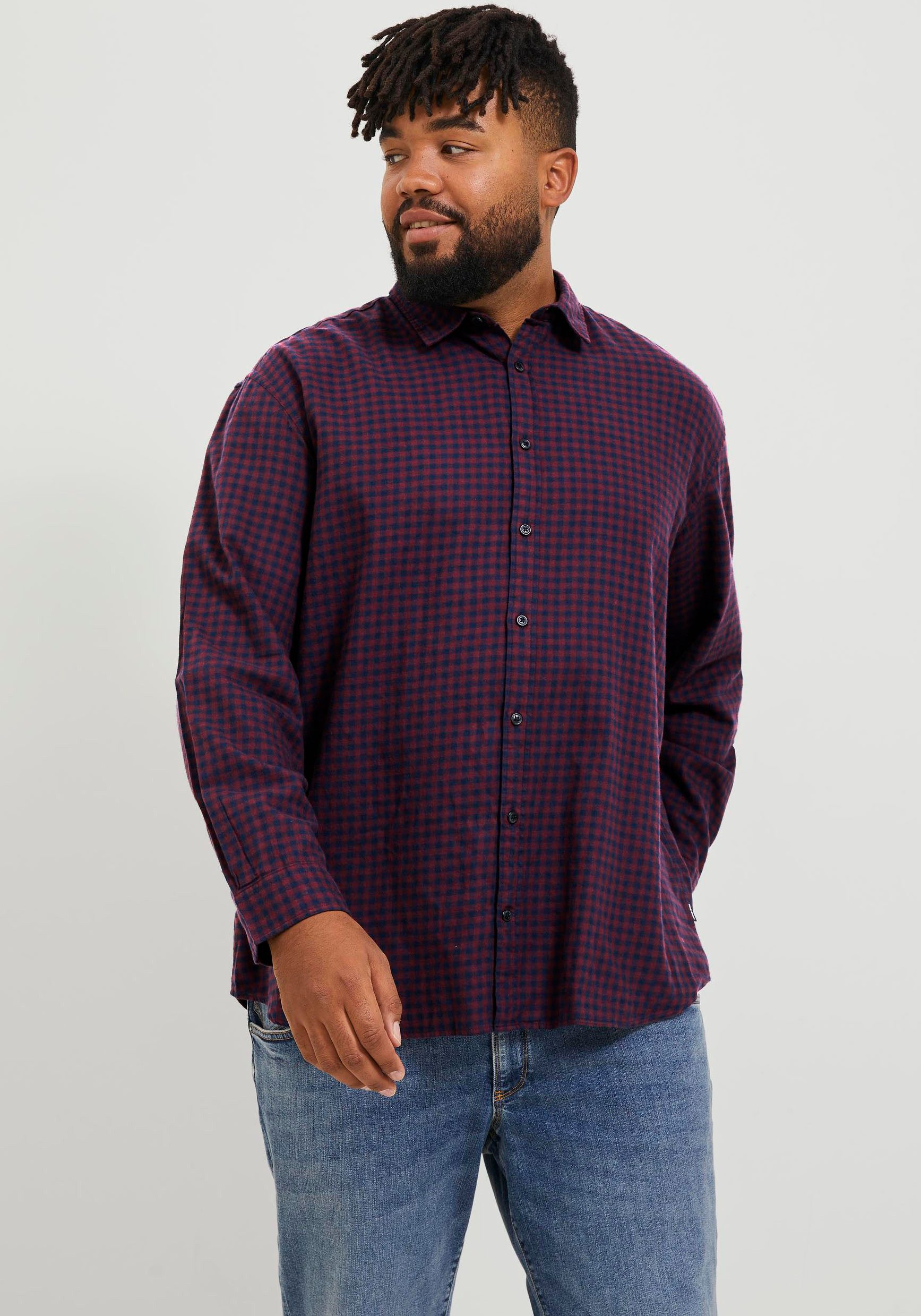 Jack & Jones PlusSize Karohemd JJEGINGHAM TWILL SHIRT L/S NOOS PLS