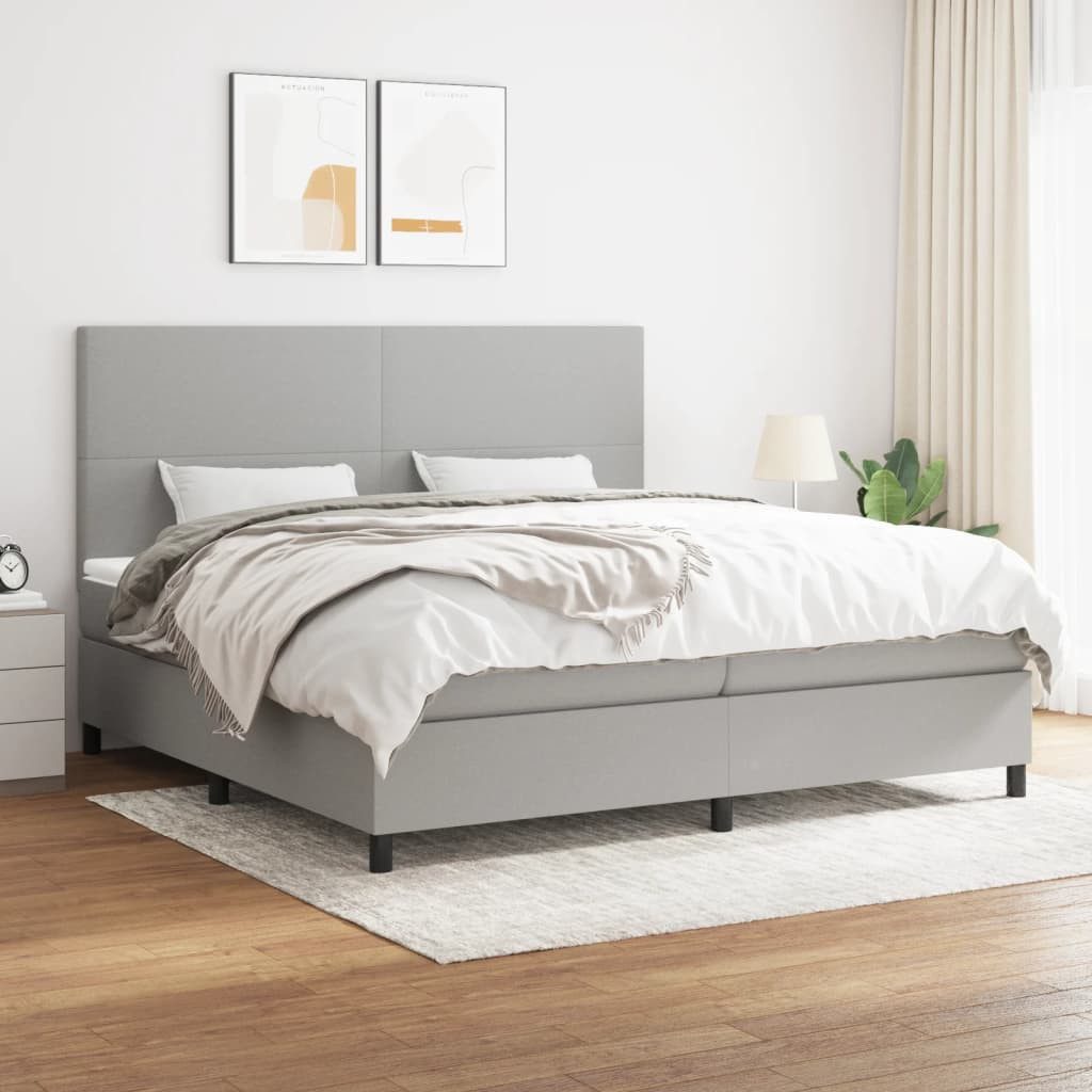 vidaXL Boxspringbett Boxspringbett mit Matratze Hellgrau 200x200 cm Stoff B günstig online kaufen