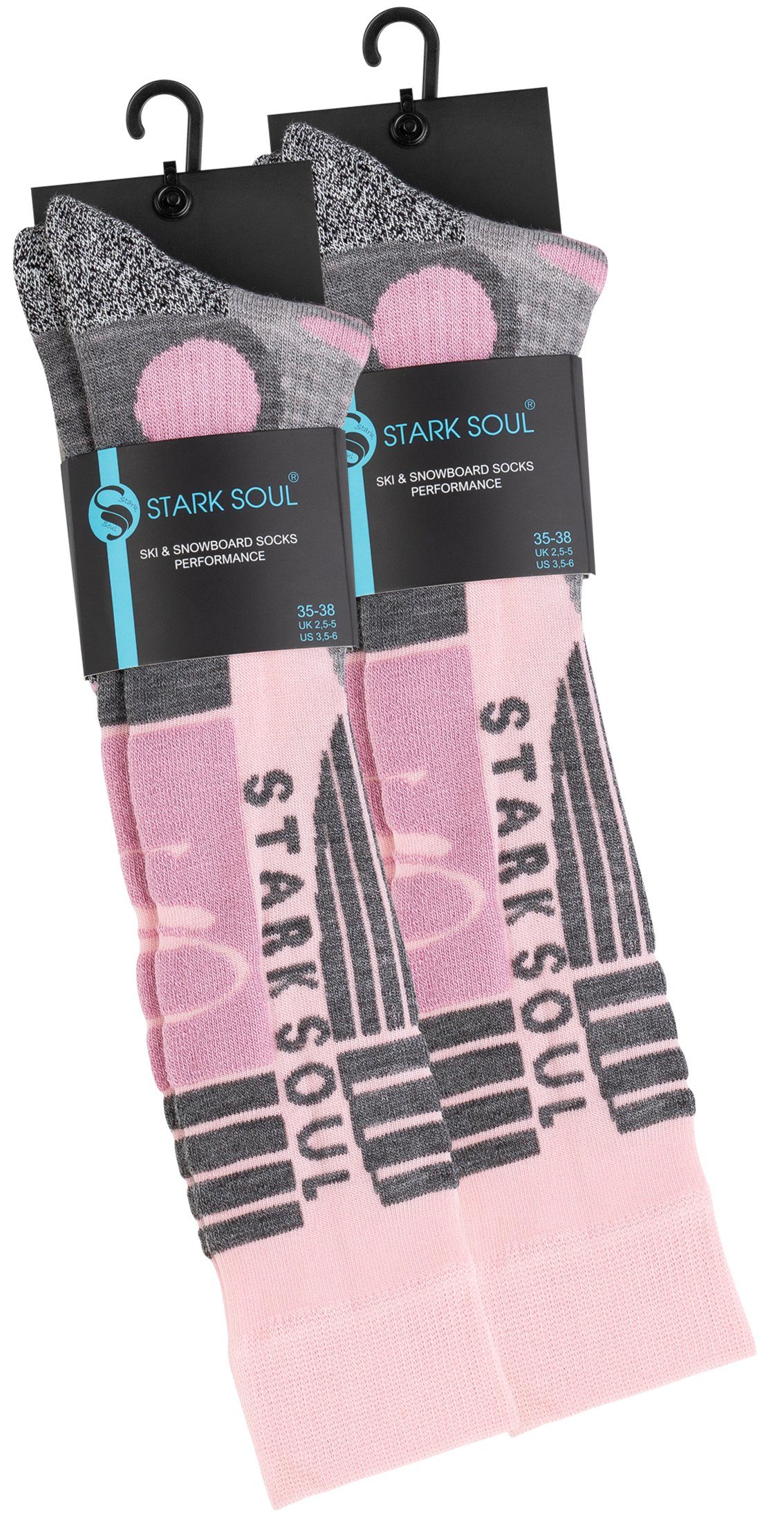 Stark Soul® Skisocken Ski & Snowboard Socken, Skistrümpfe mit Spezialpolsterung, 2 Paar Dehnungszonen an Knöchel und Spann, Doppelbündchen, weiche Zehennaht