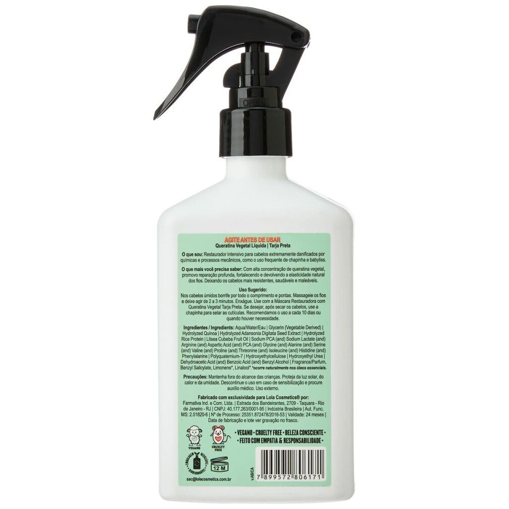 Lola Cosméticos Haarfestiger Lola Tarja Schwarzes pflanzliches Keratin Spray