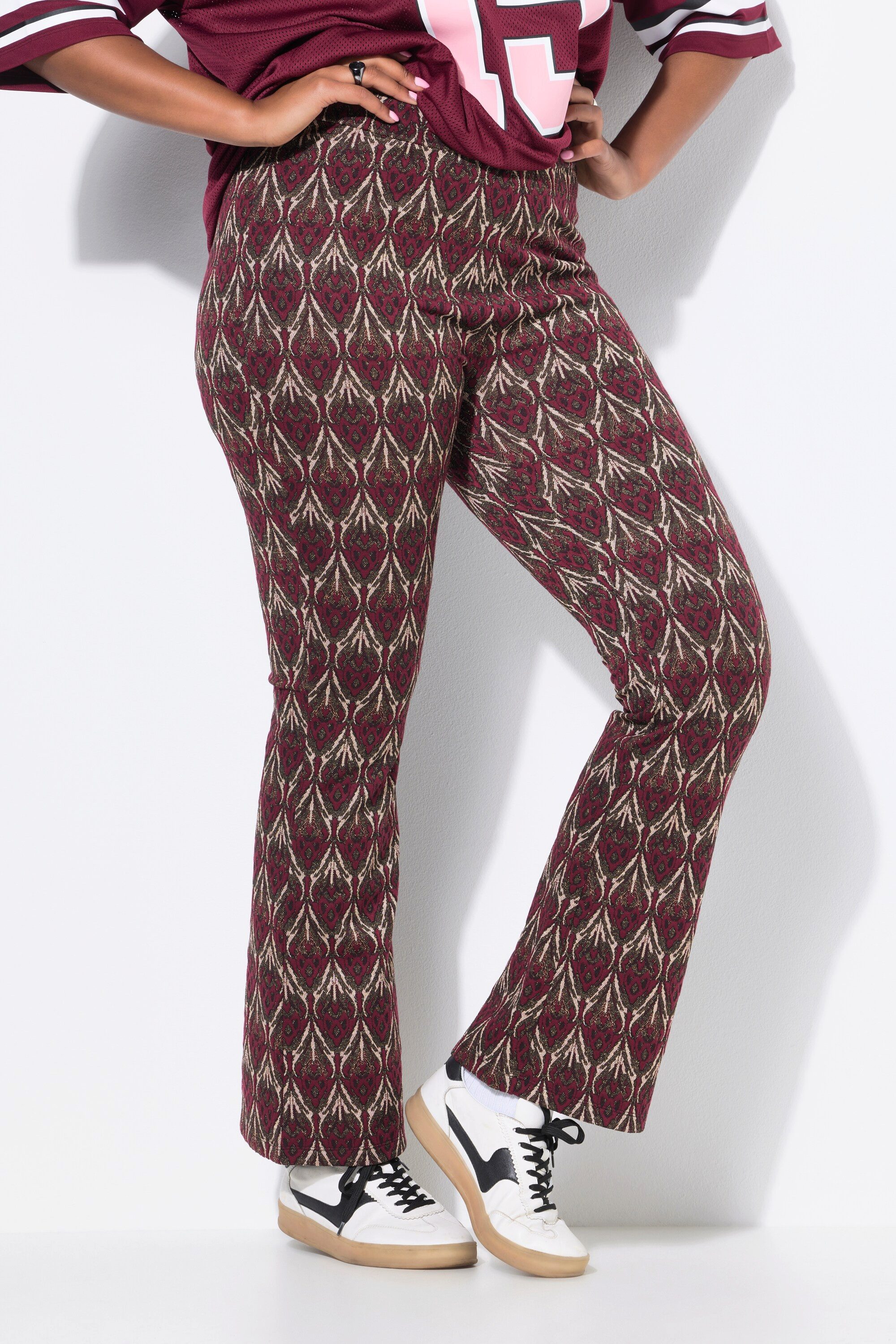 Studio Untold Schlupfhose Schlaghose Flared Legs Jacquardmuster Glitzer günstig online kaufen